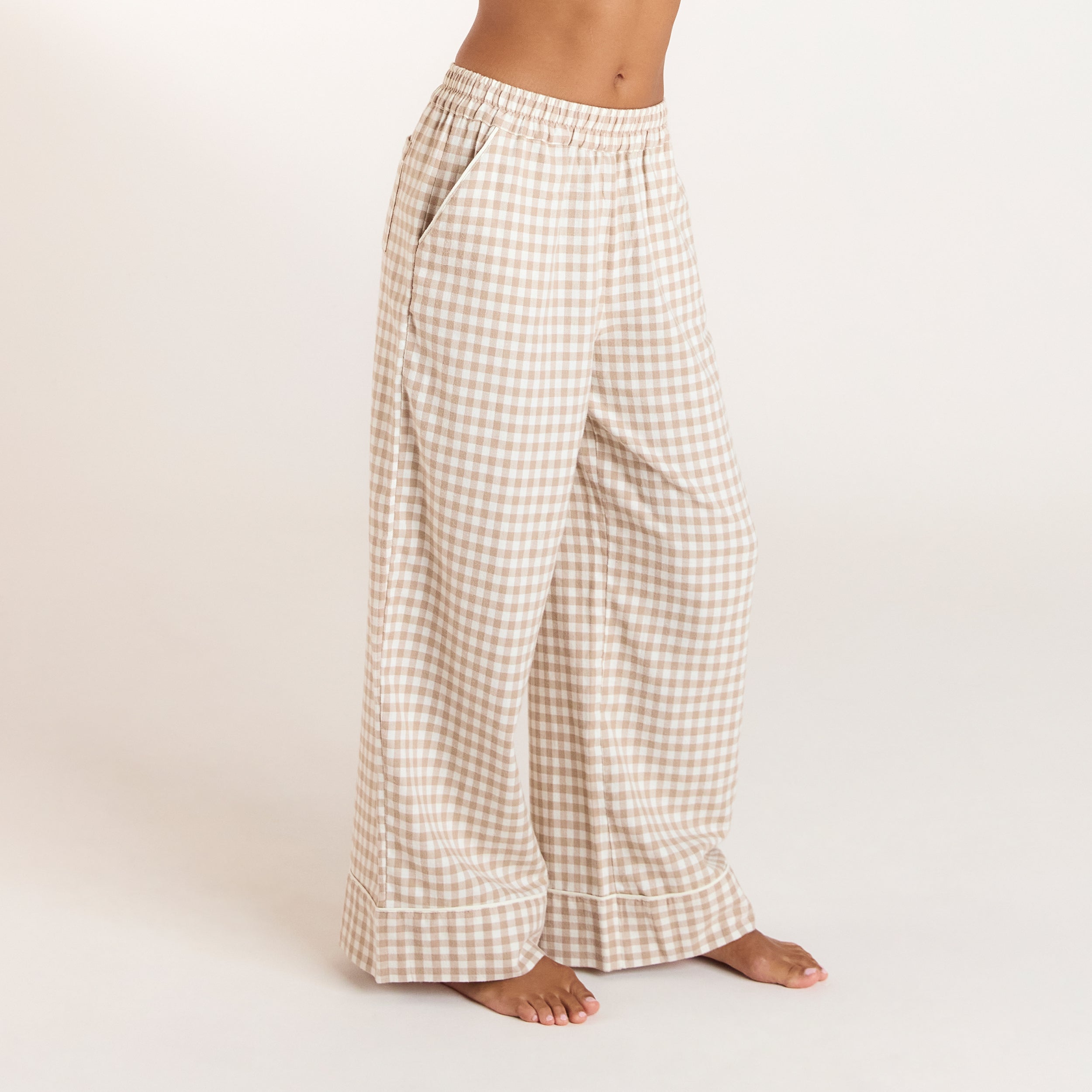 Gingham Pyjama Bukser - Beige