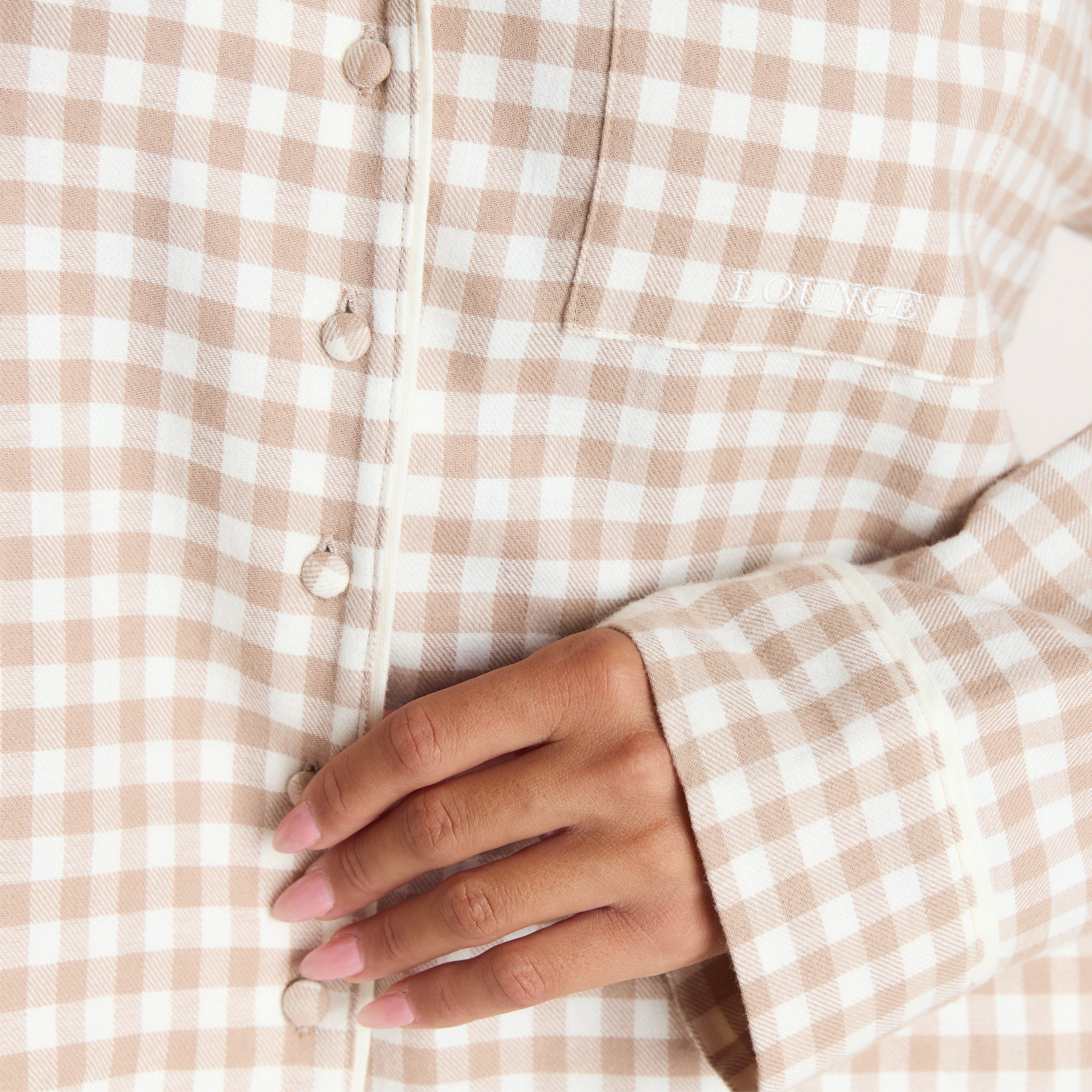 Gingham Pyjama Skjorte | Gingham Pyjama Skjorte - Beige