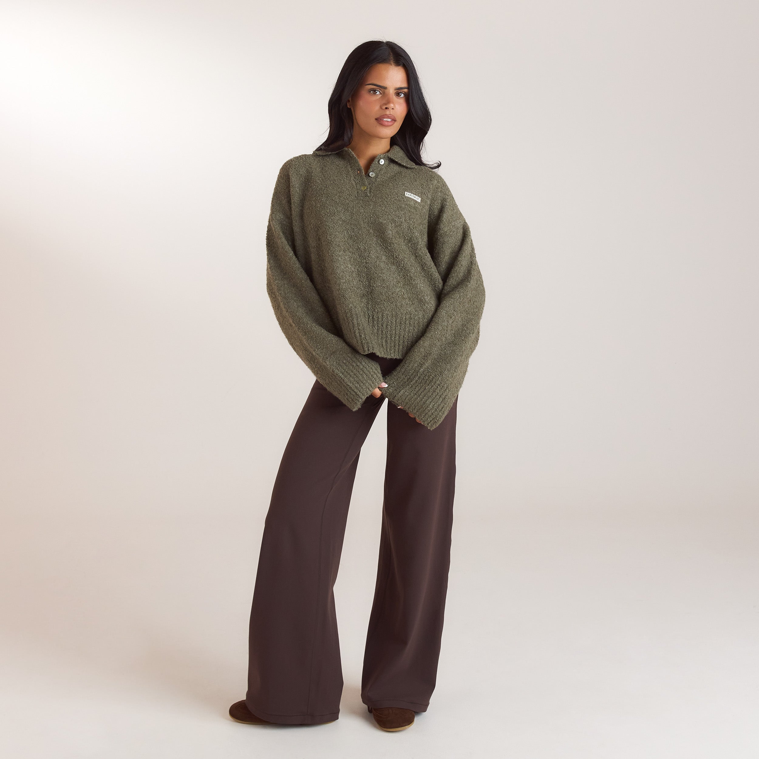 Polobluse i bouclé | Polobluse i bouclé - Kaki