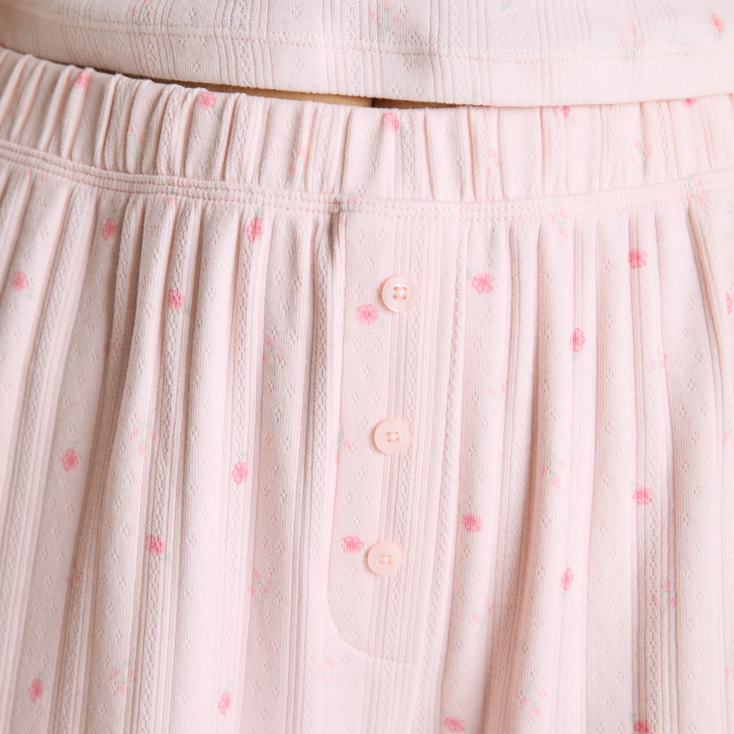 Pointelle Pyjamabukser | Pointelle Pyjamabukser - Blomstret Pink