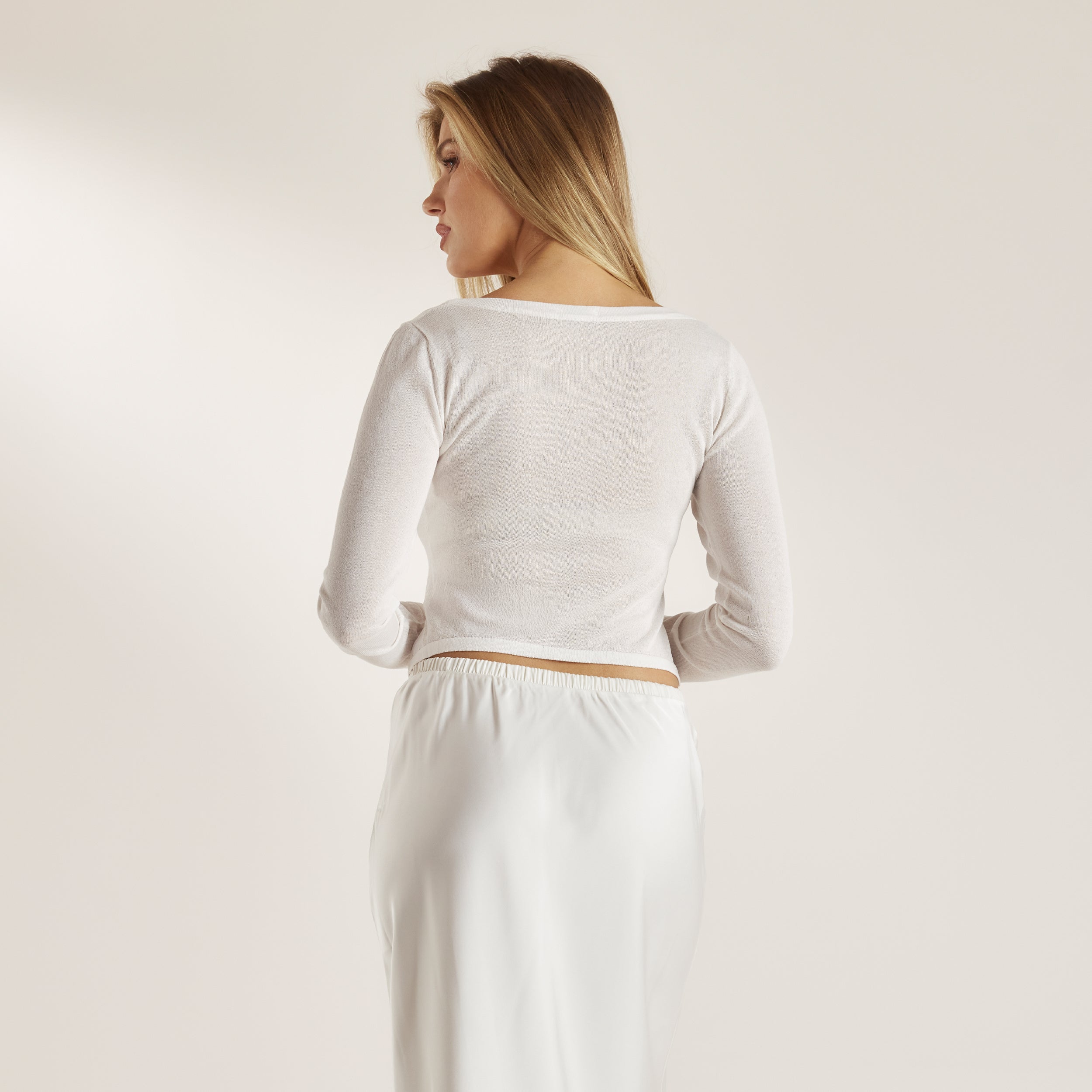 Strikket Sheer Cardigan | Strikket Sheer Cardigan - Råhvid