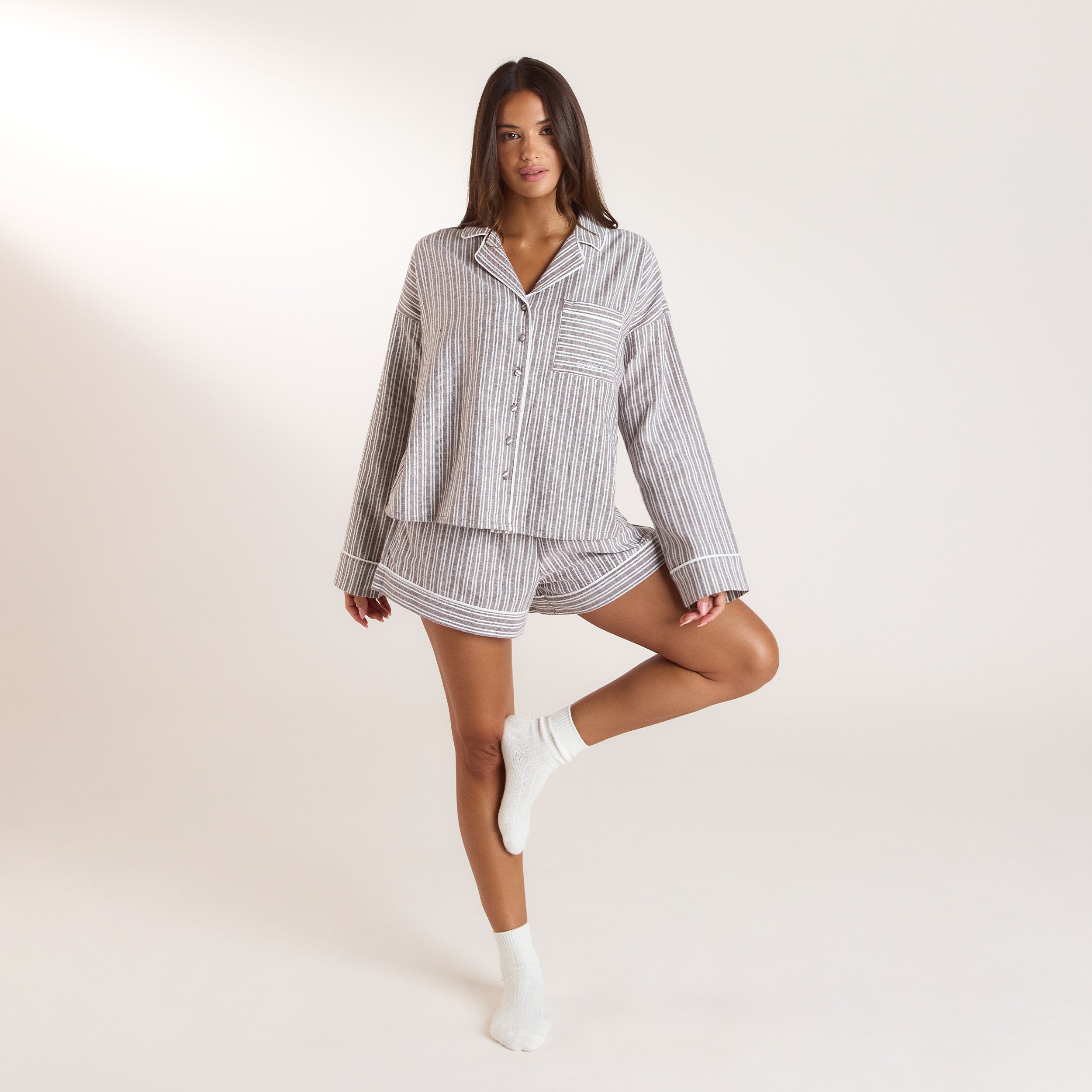 Stripe Pyjama Shorts | Stripe Pyjama Shorts - Chokolade