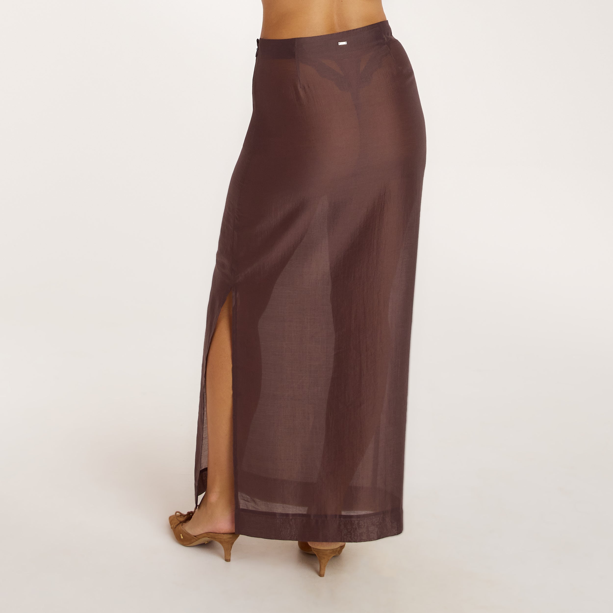 Transparent maxinederdel | Transparent maxinederdel - Chokolade