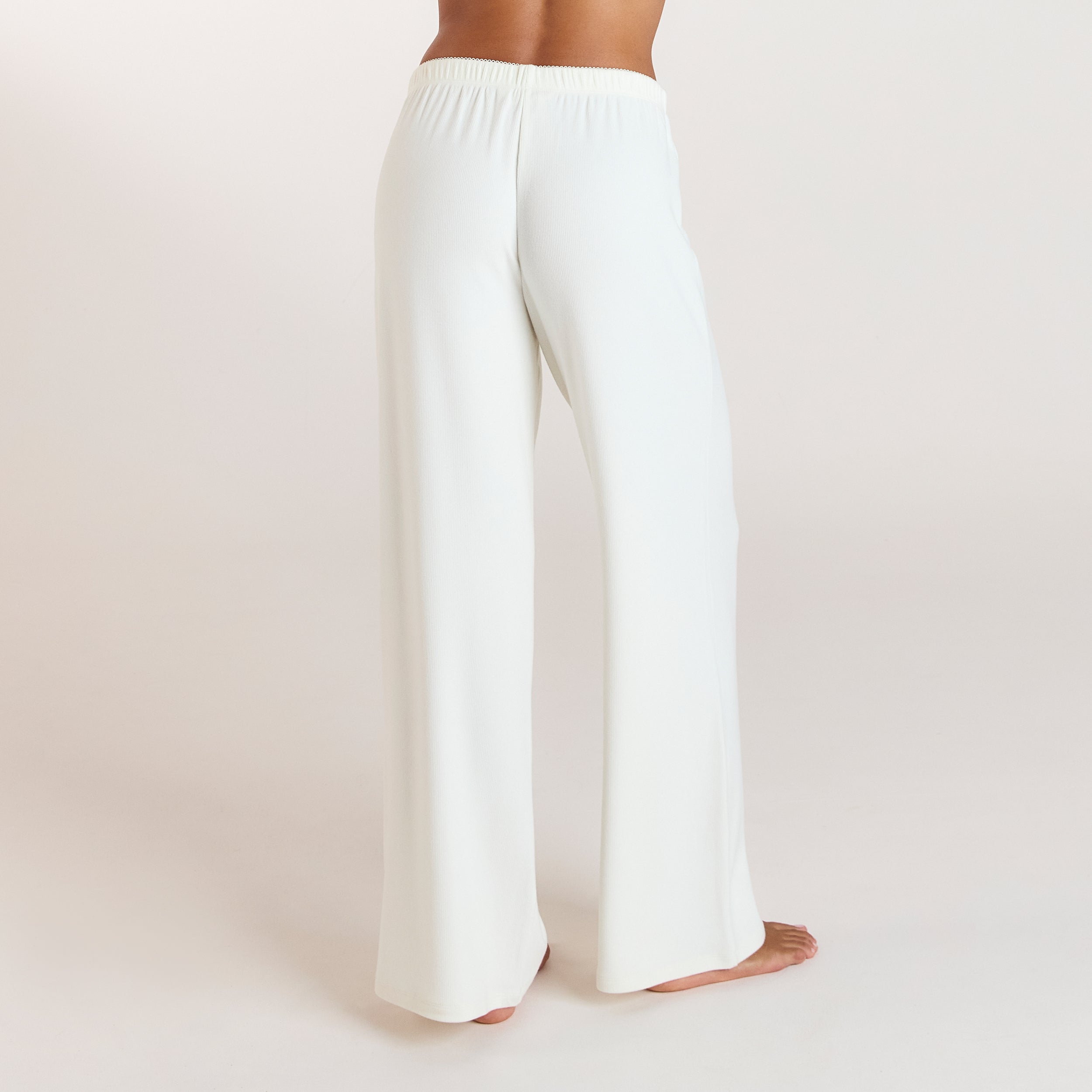 Ribbed Pyjama Bukser | Ribbed Pyjama Bukser - Creme
