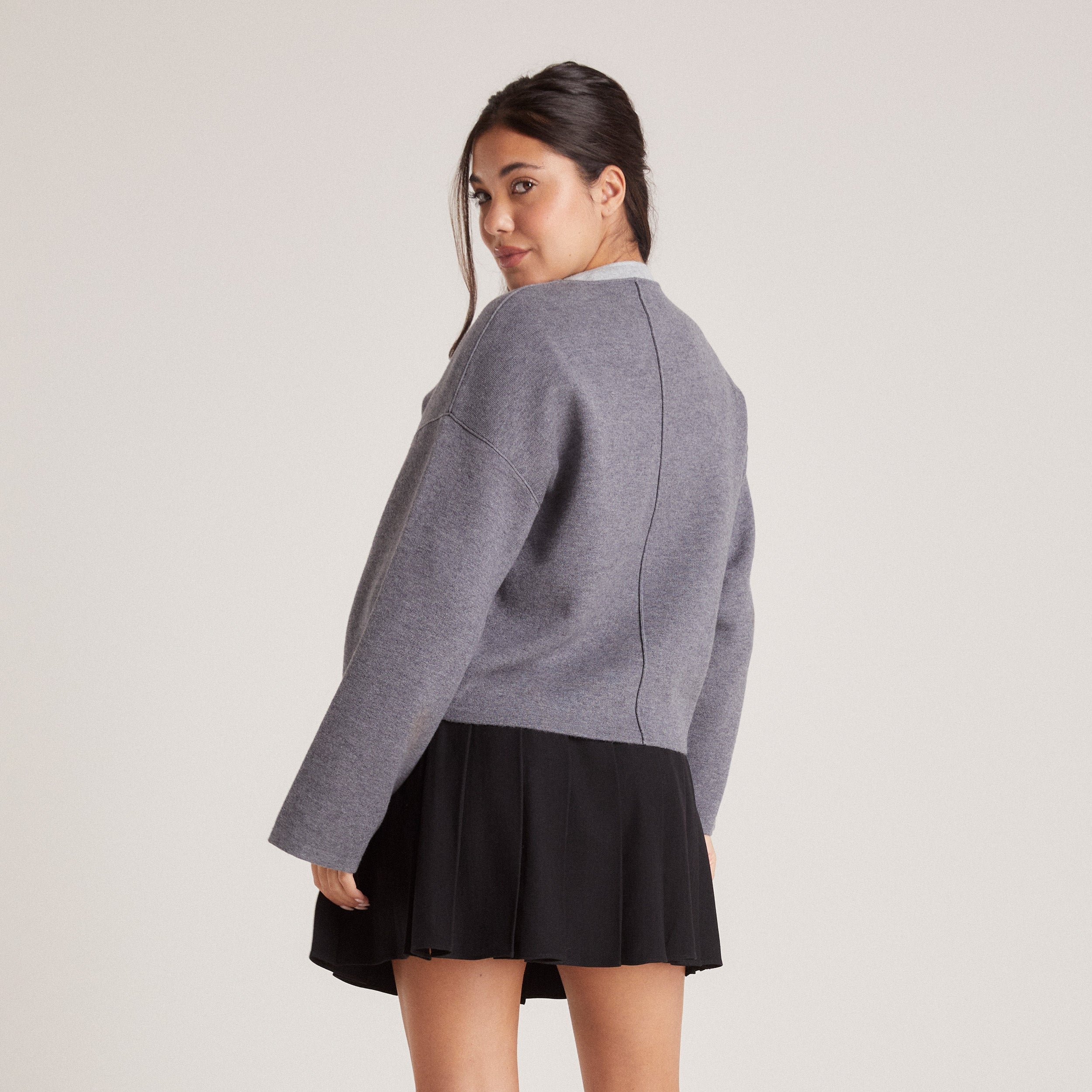 Cardigan med lynlås | Zip-Up Cardigan - Charcoal