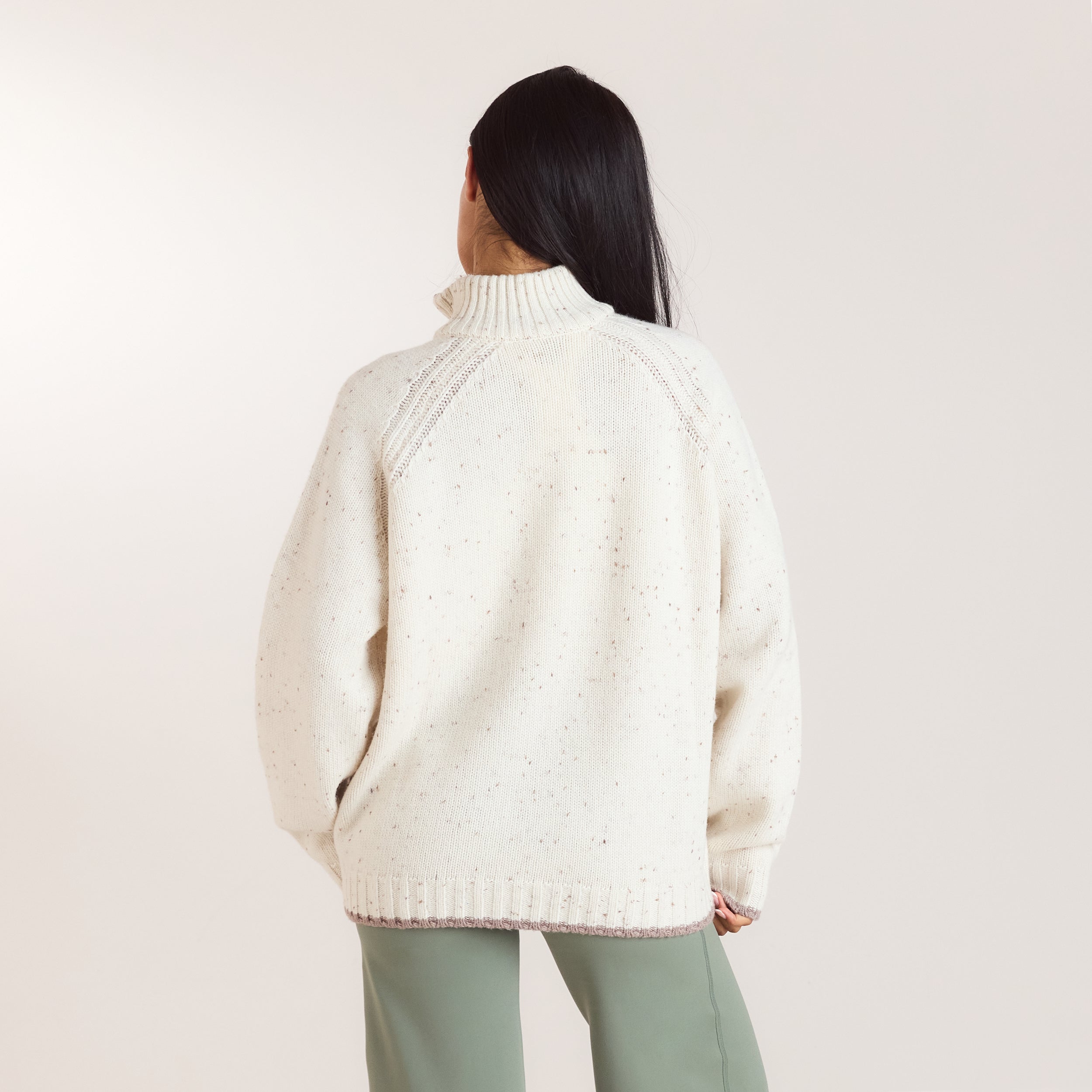 Strikket uldjumper med kort lynlås | Strikket uldjumper med kort lynlås - Creme