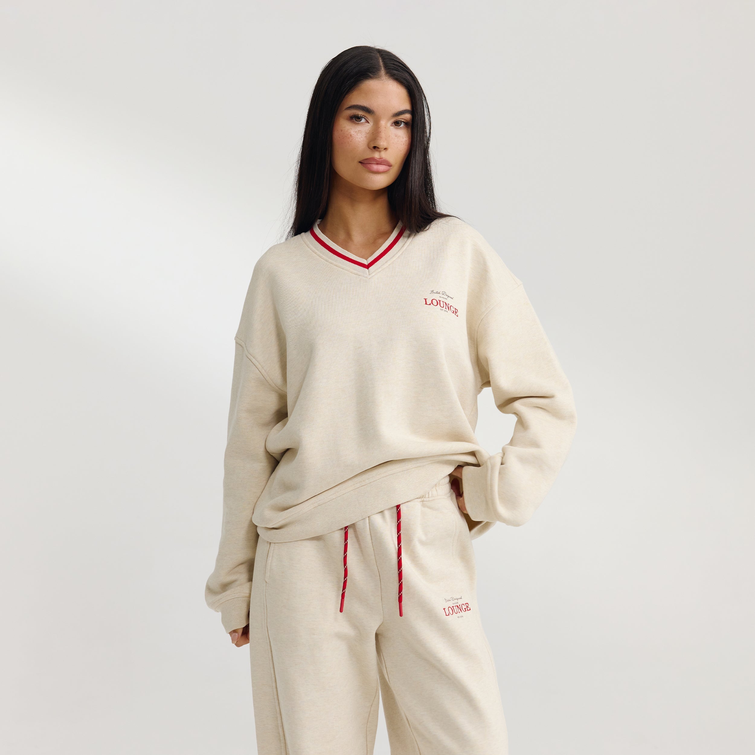 V-Neck Trøje | V-Neck Trøje - Havregryn Marl