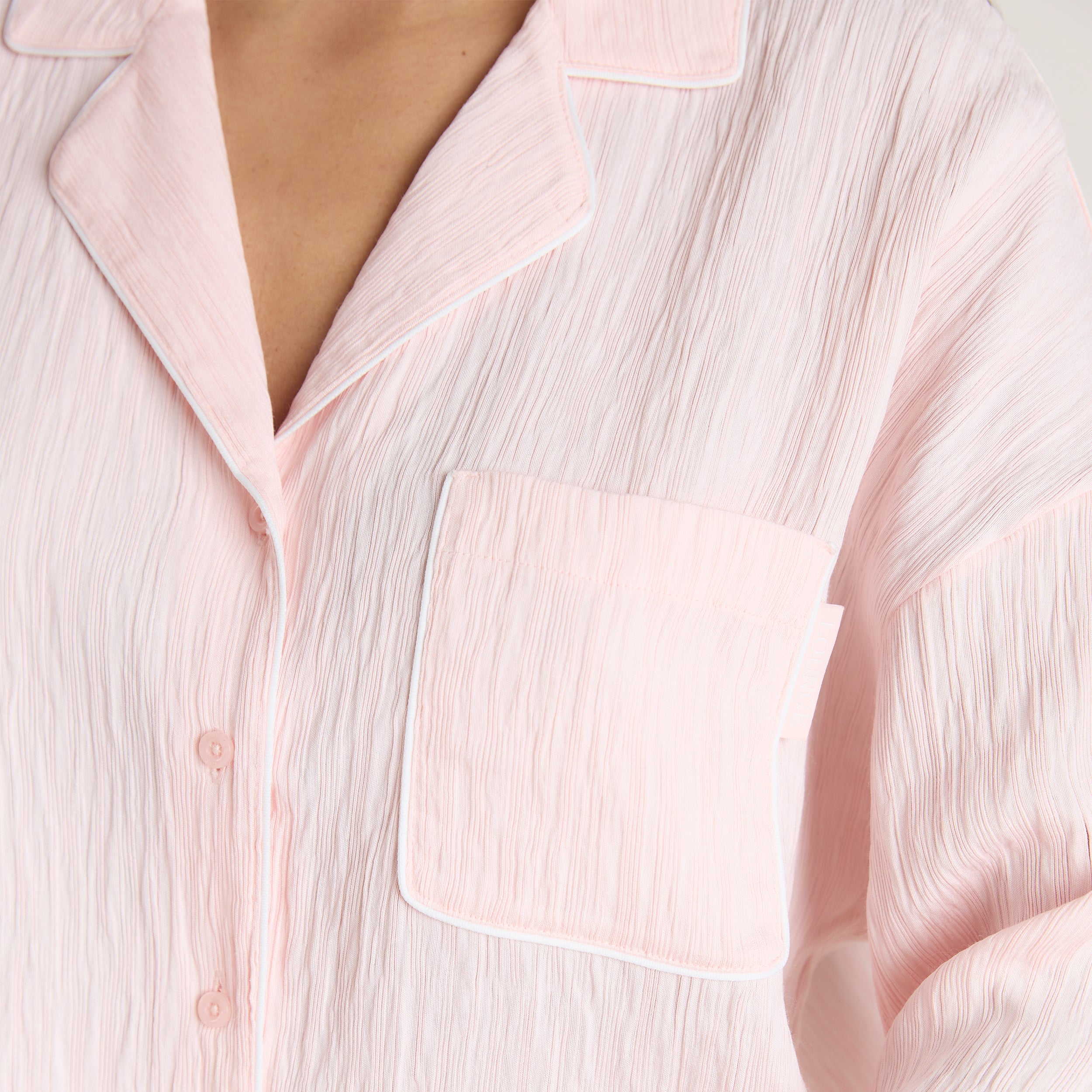 Crinkle Pyjamasskjorte | Crinkle Pyjamasskjorte - Pink