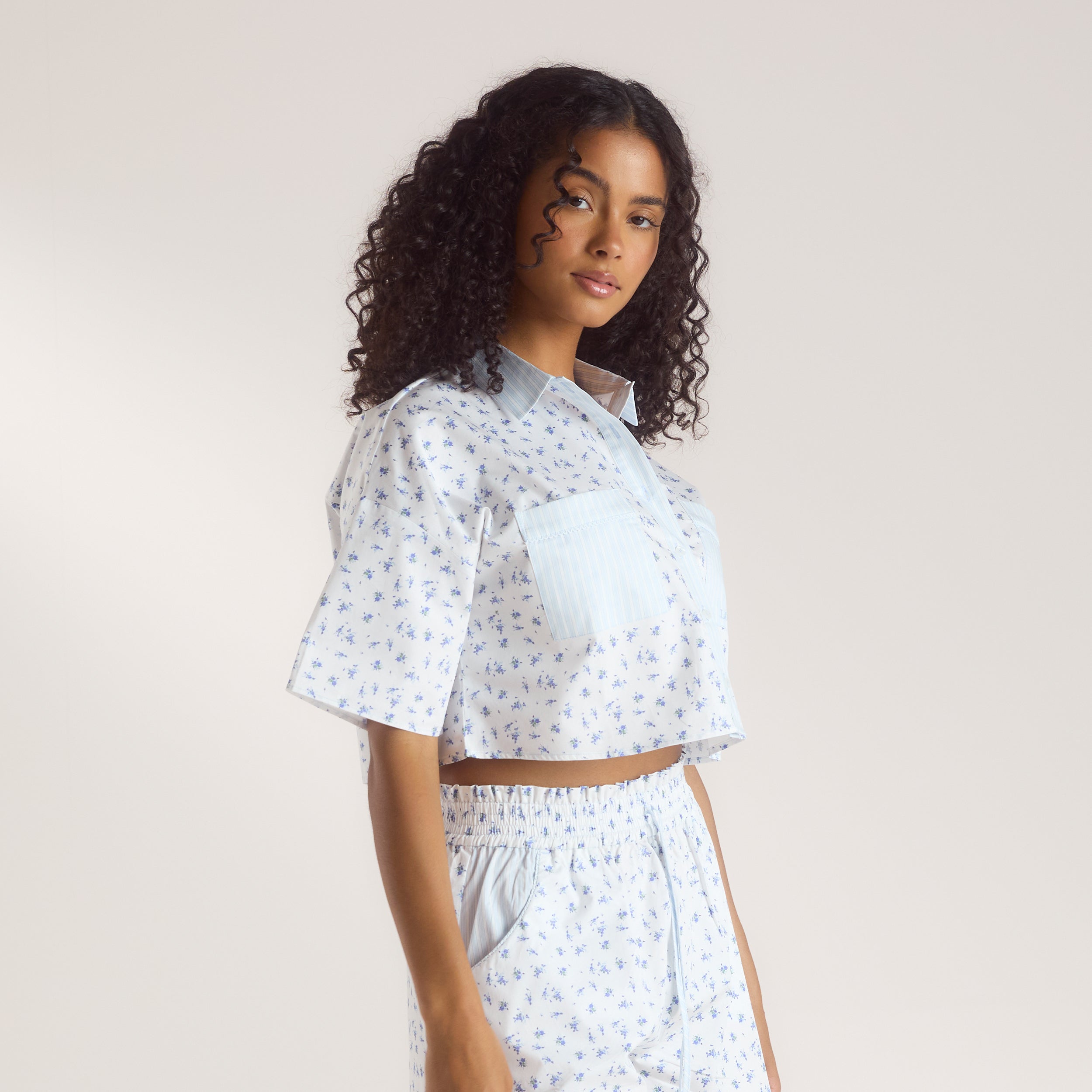 Bloom & Stripe Kortærmet Pyjamaskjorte | Bloom & Stripe Kortærmet Pyjamaskjorte - Blå