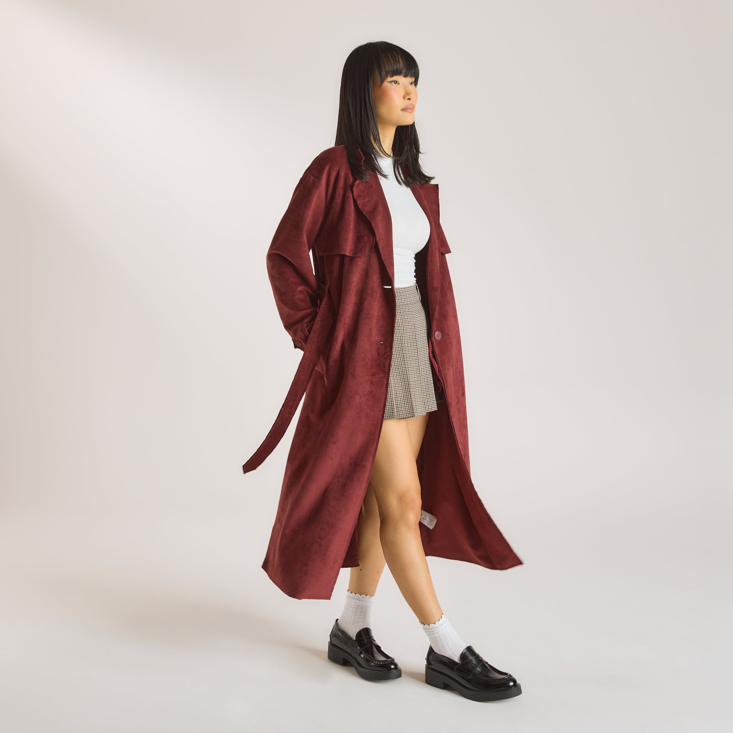 Trenchcoat i Suedette | Trenchcoat i Suedette - Bourgogne