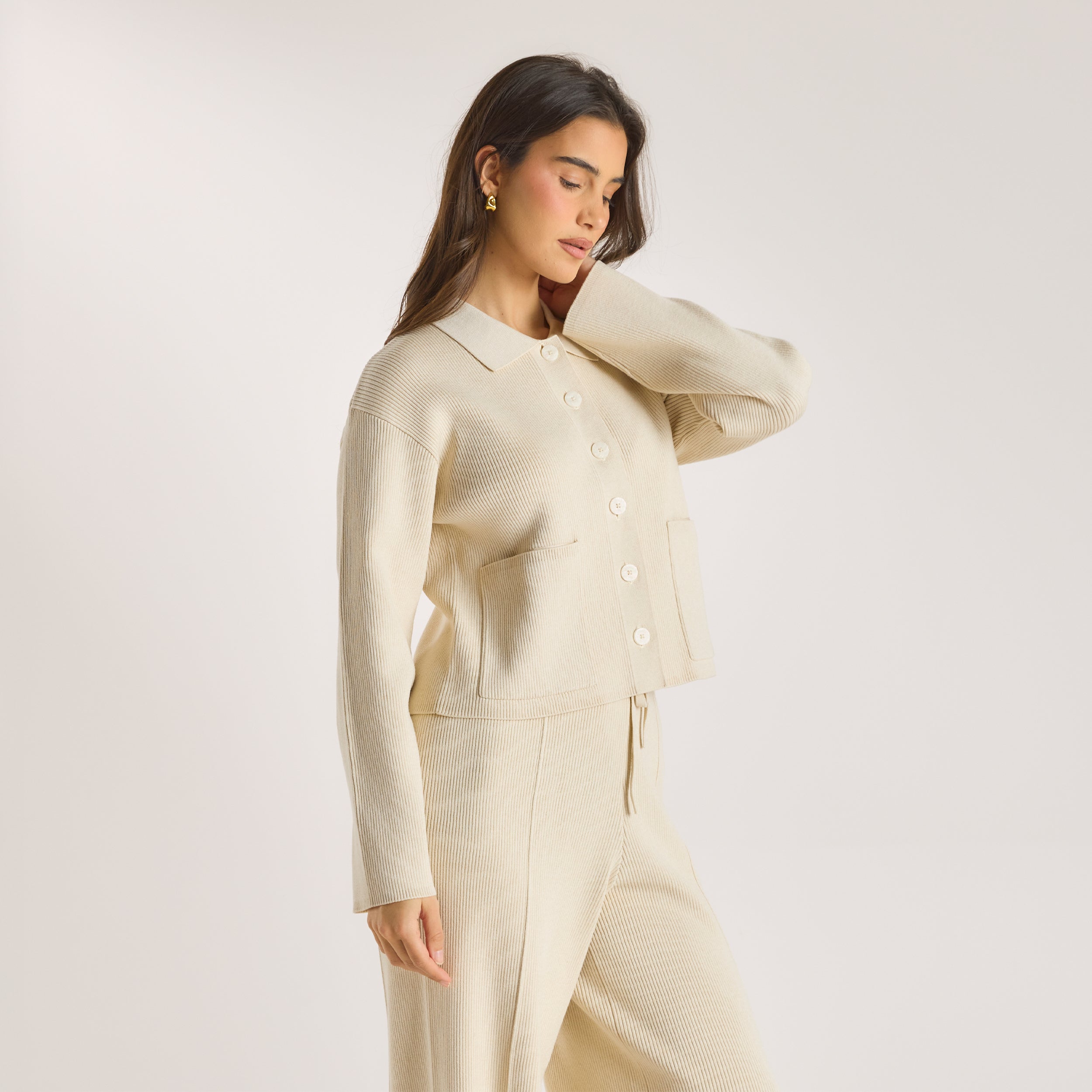 Strikket Oversized Skjorte | Strikket Oversized Skjorte - Creme