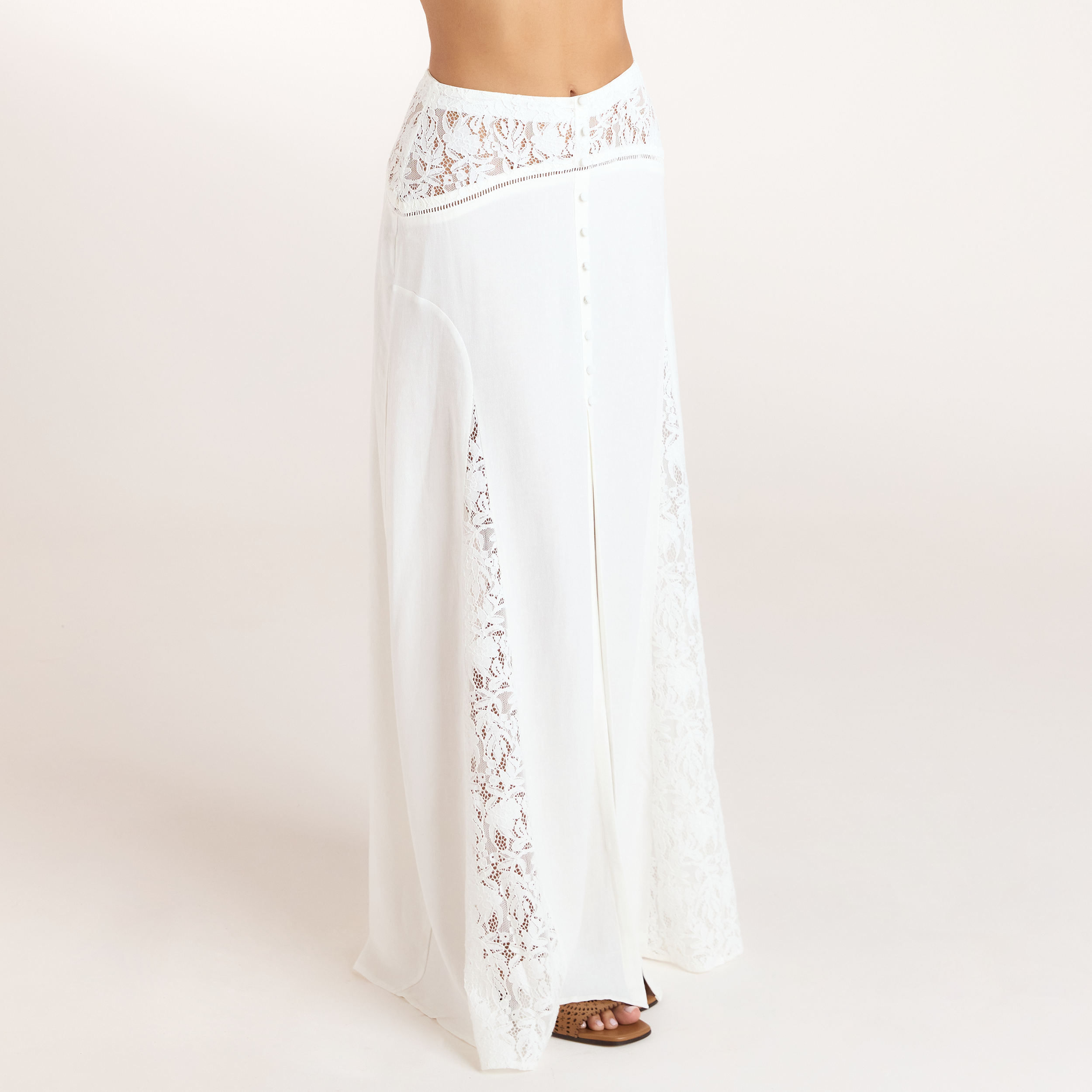 Maxinederdel med blonder | Maxinederdel med blonder - Creme