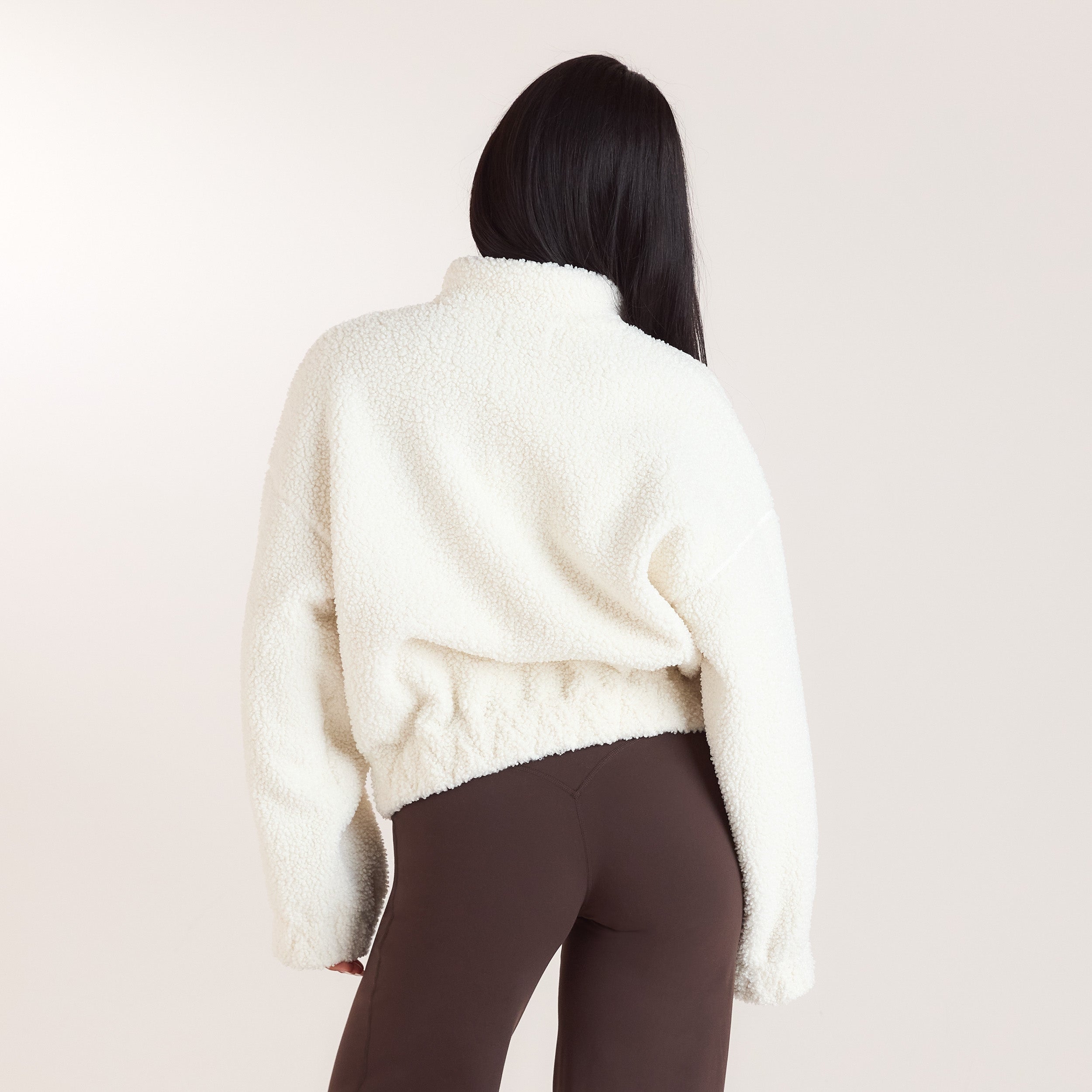 Borg fleece med høj hals | Borg fleece med høj hals - Creme