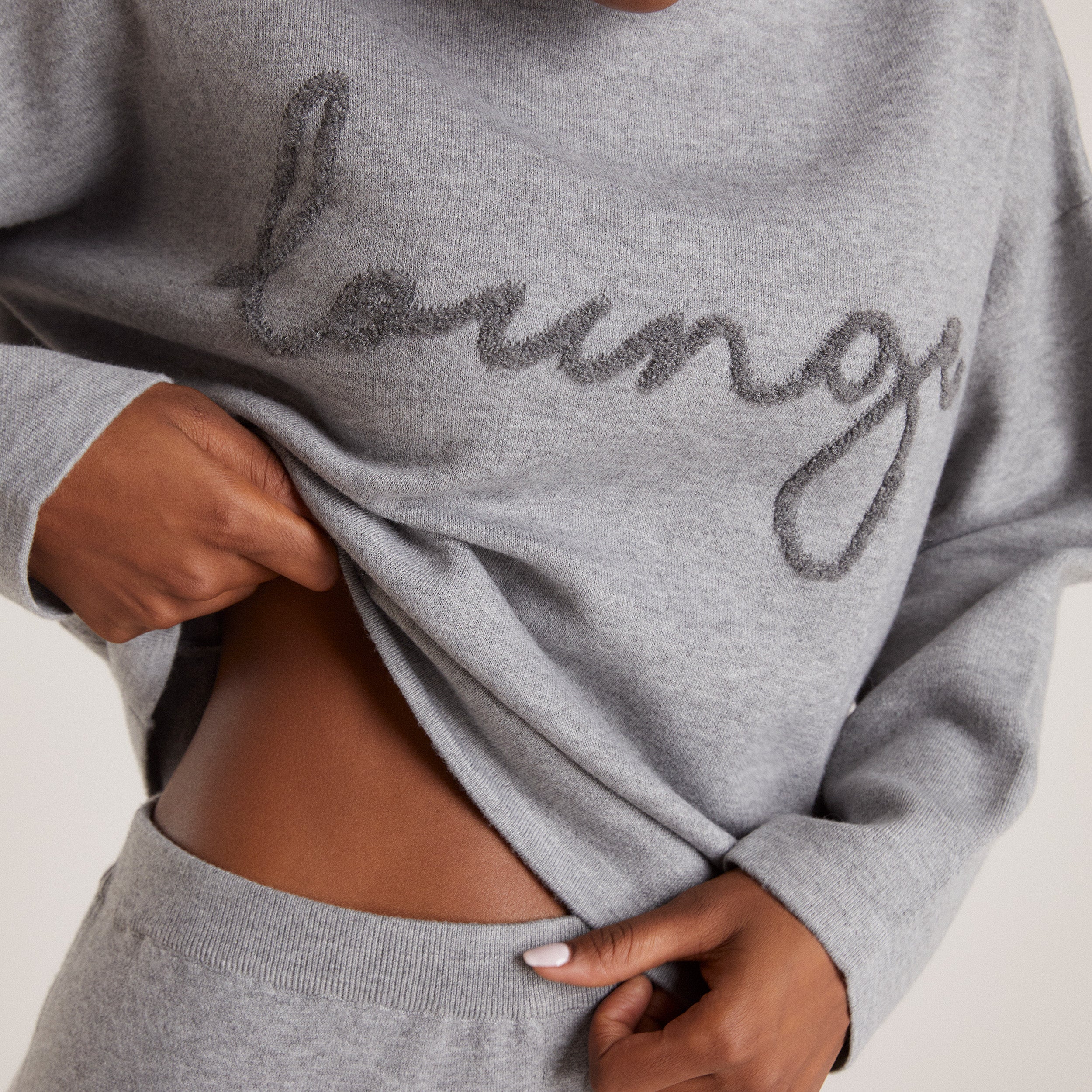 Strikket Lounge Hættetrøje | Knitted Lounge Hoodie - Grey Marl