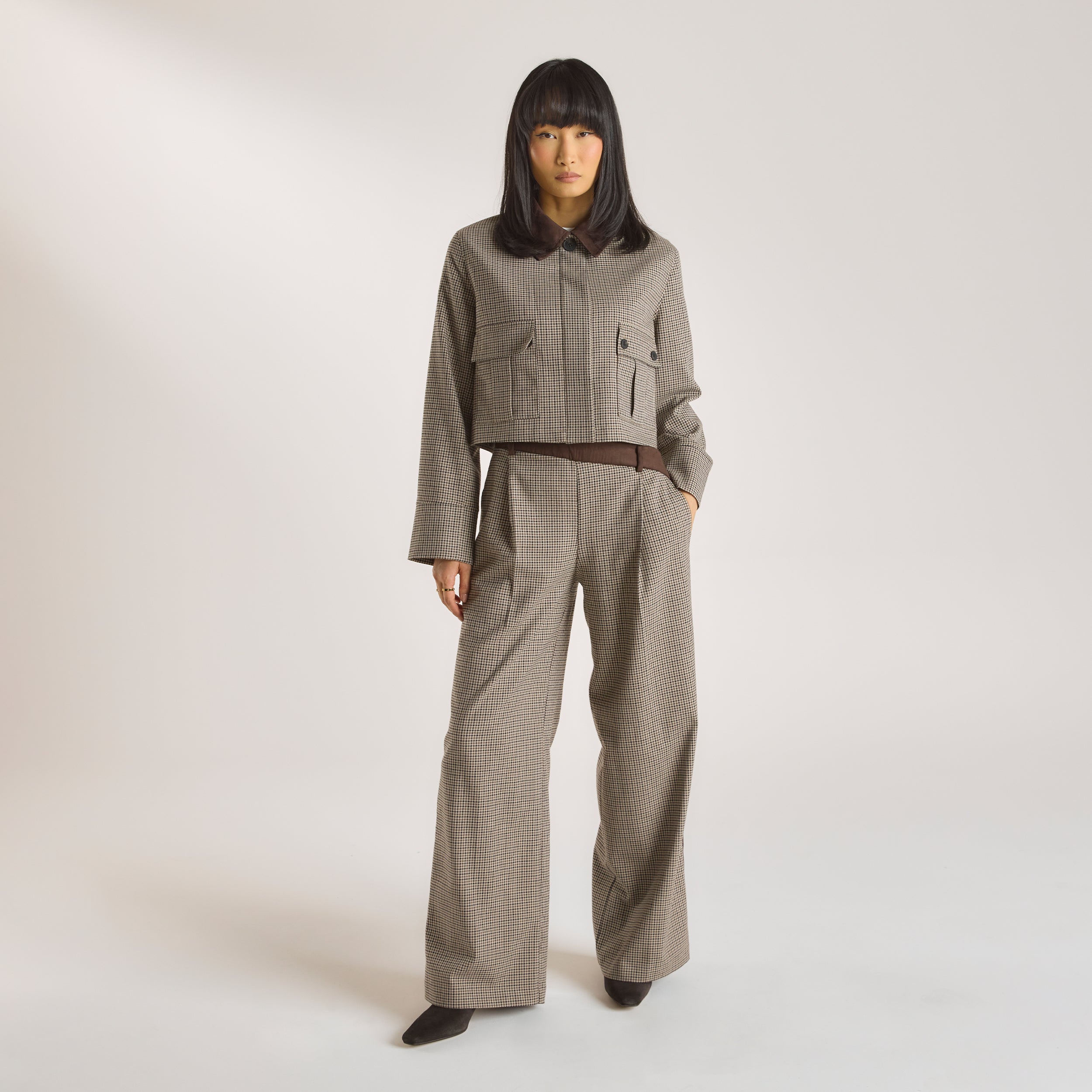 Houndstooth-bukser | Houndstooth-bukser - Brun