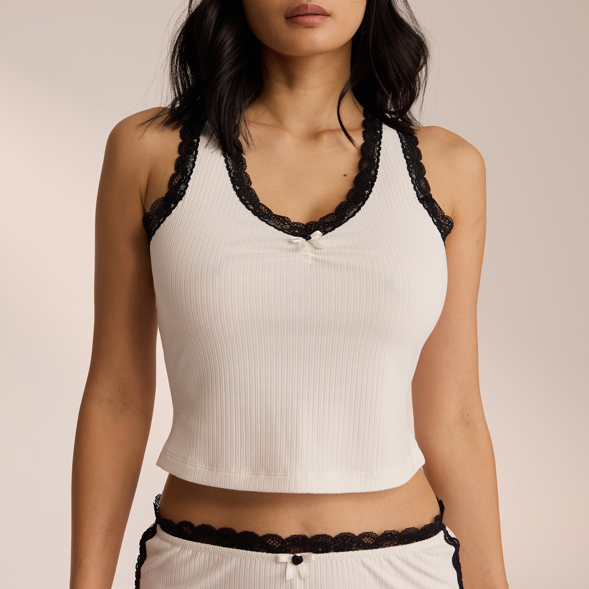 Pyjamasvest med Blonder | Miki, S