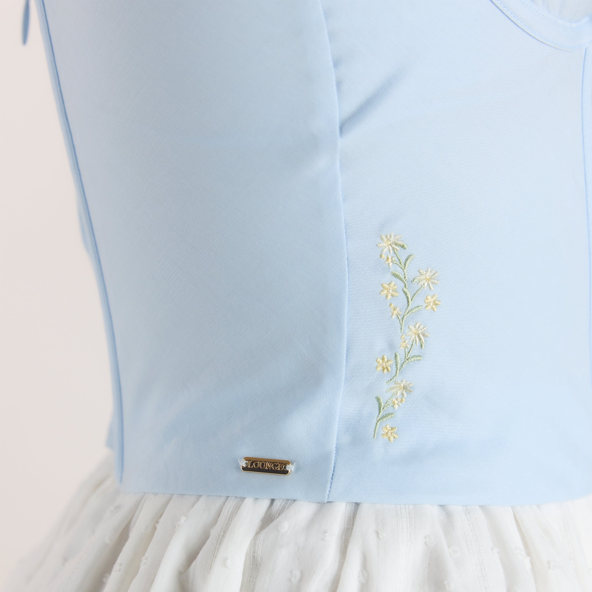 Broderet Korsettop | Broderet Korsettop - Blå