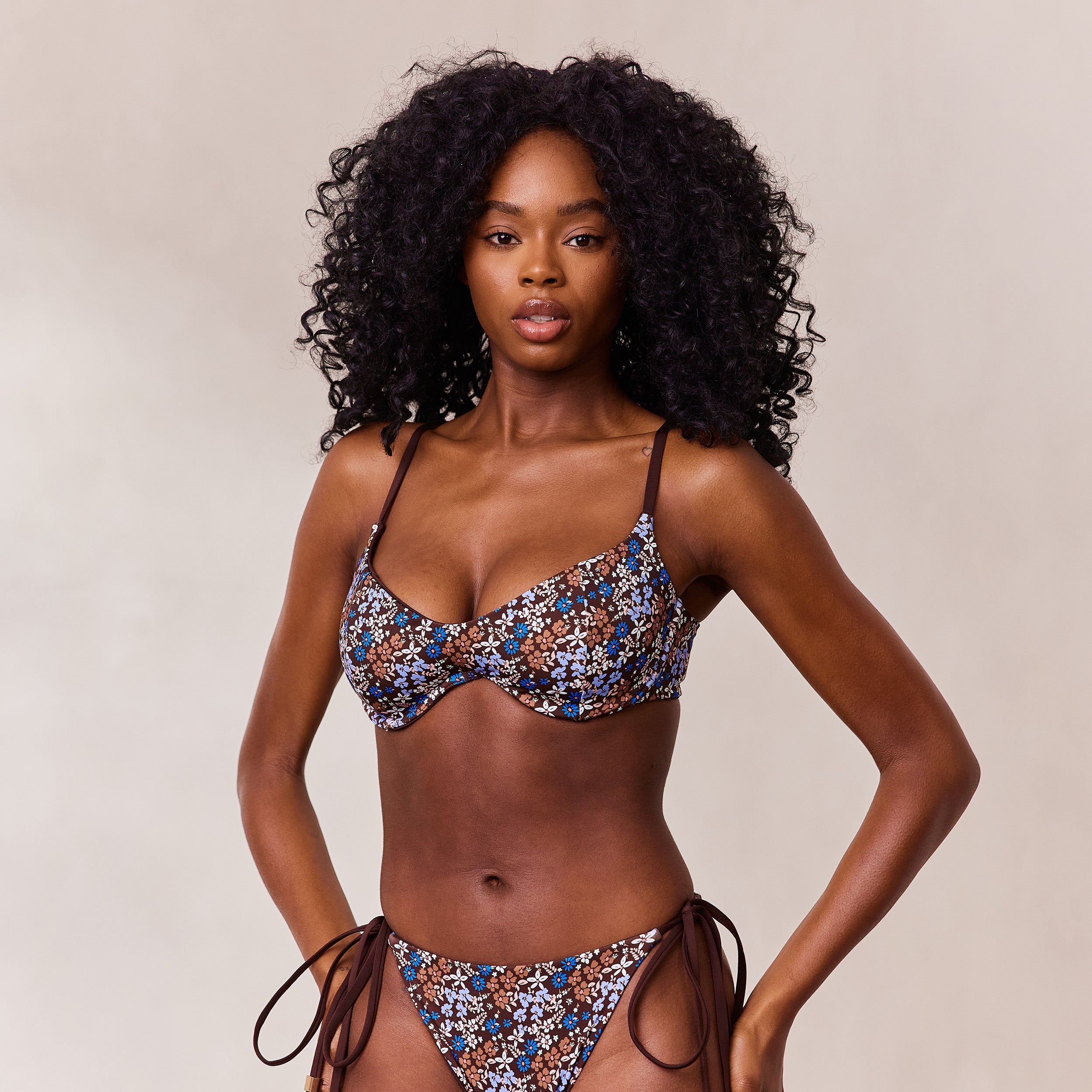 Vendbar Bikinitop med Bøjle | Vendbar Bikinitop med Bøjle - Brun/Blomstret