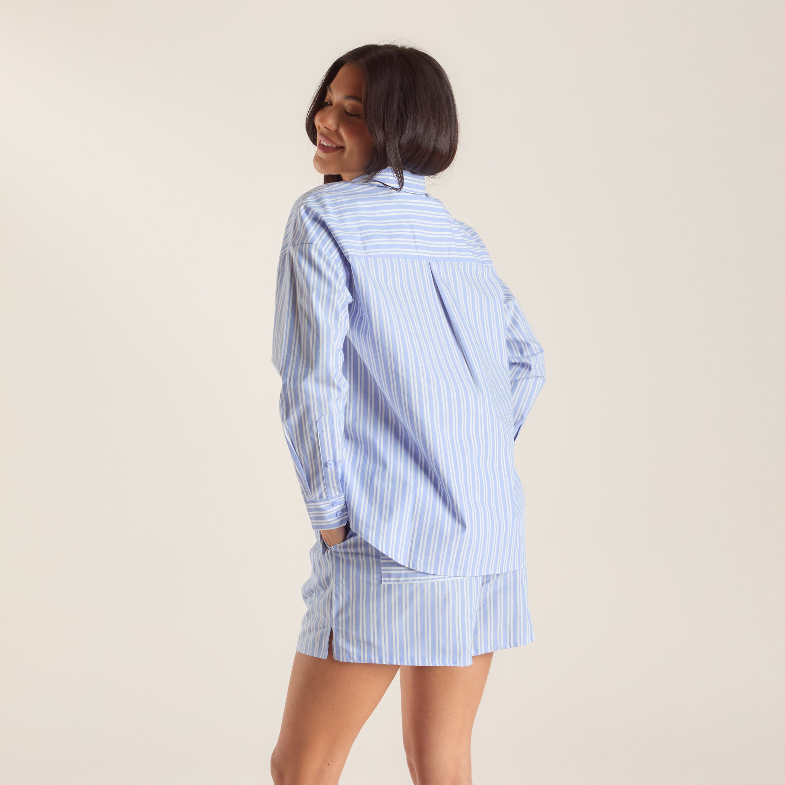 Oversized Pinstripe Skjorte | Oversized Pinstripe Skjorte - Blå