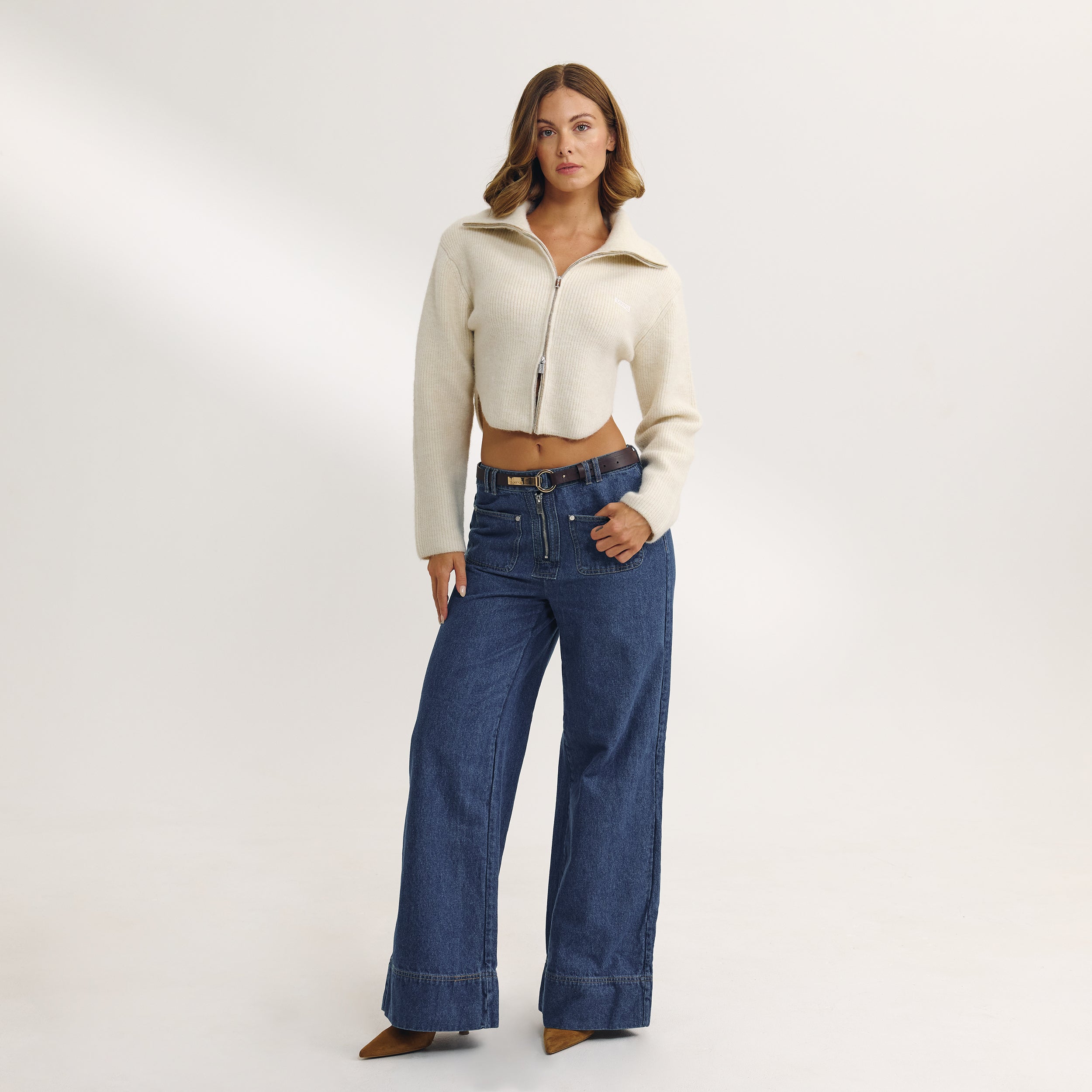 Strikjakke med struktur | Strikjakke med struktur - Creme