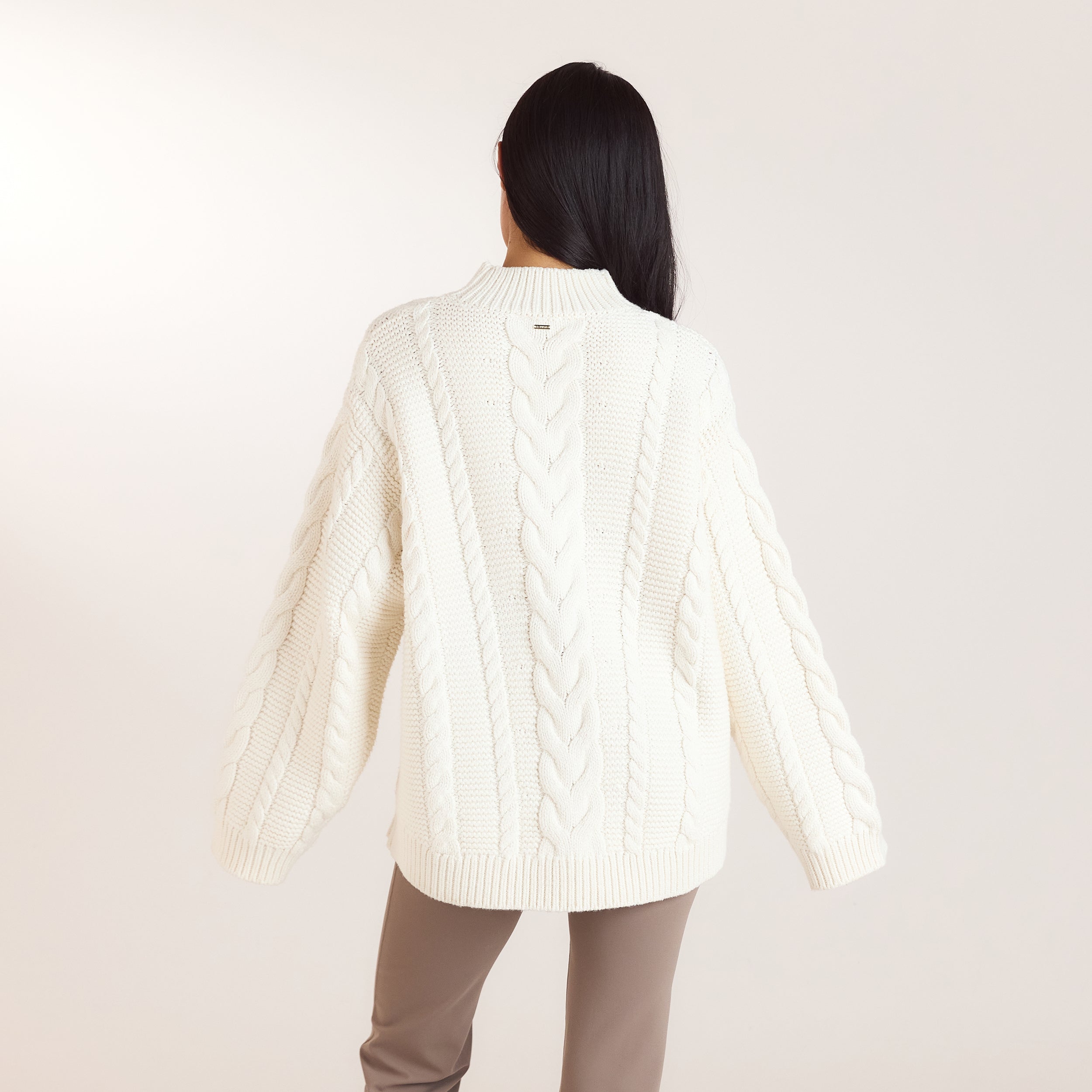 Oversize jumper i kabelstrik | Oversize jumper i kabelstrik - Creme