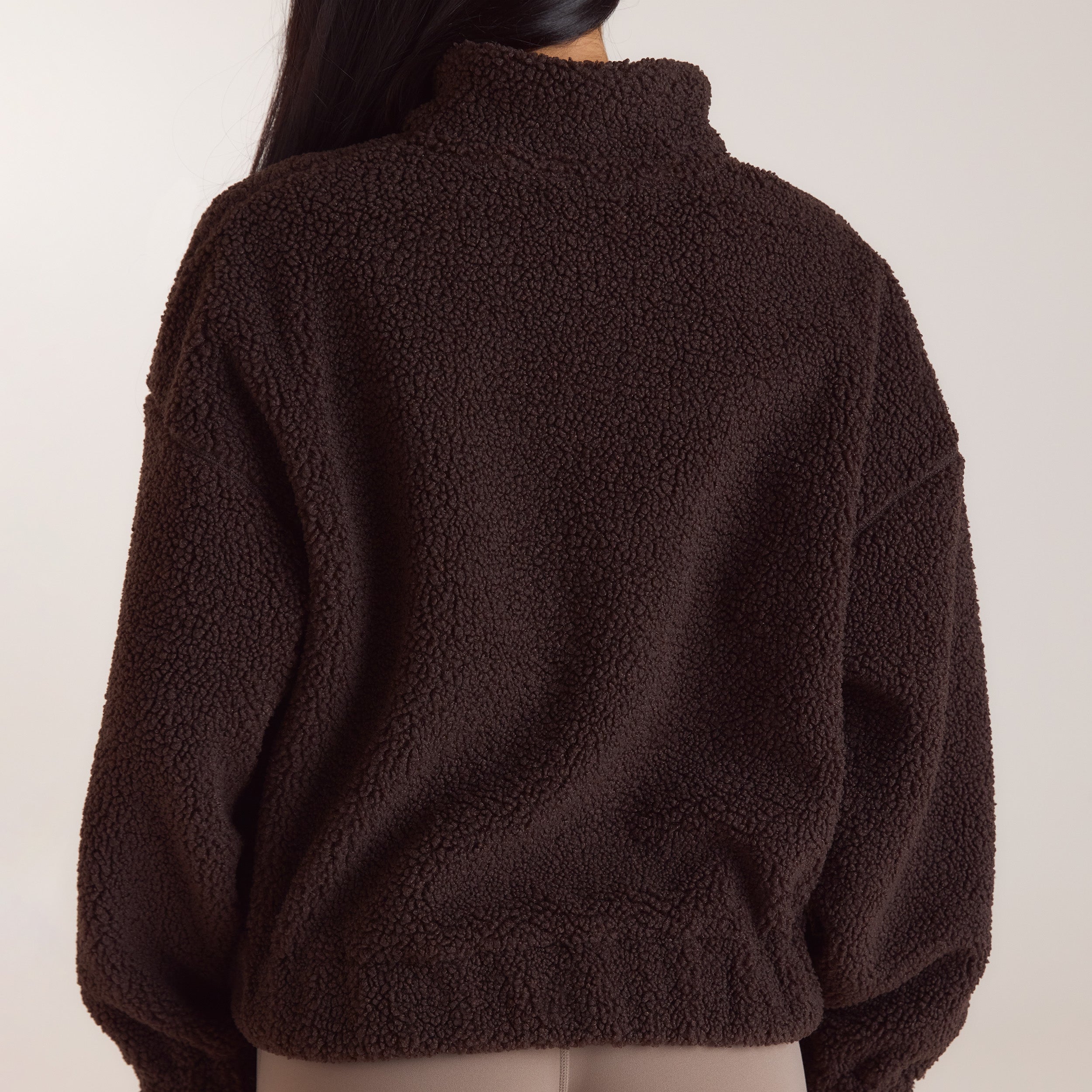 Borg fleece med høj hals | Borg fleece med høj hals - Mørk Chokolade