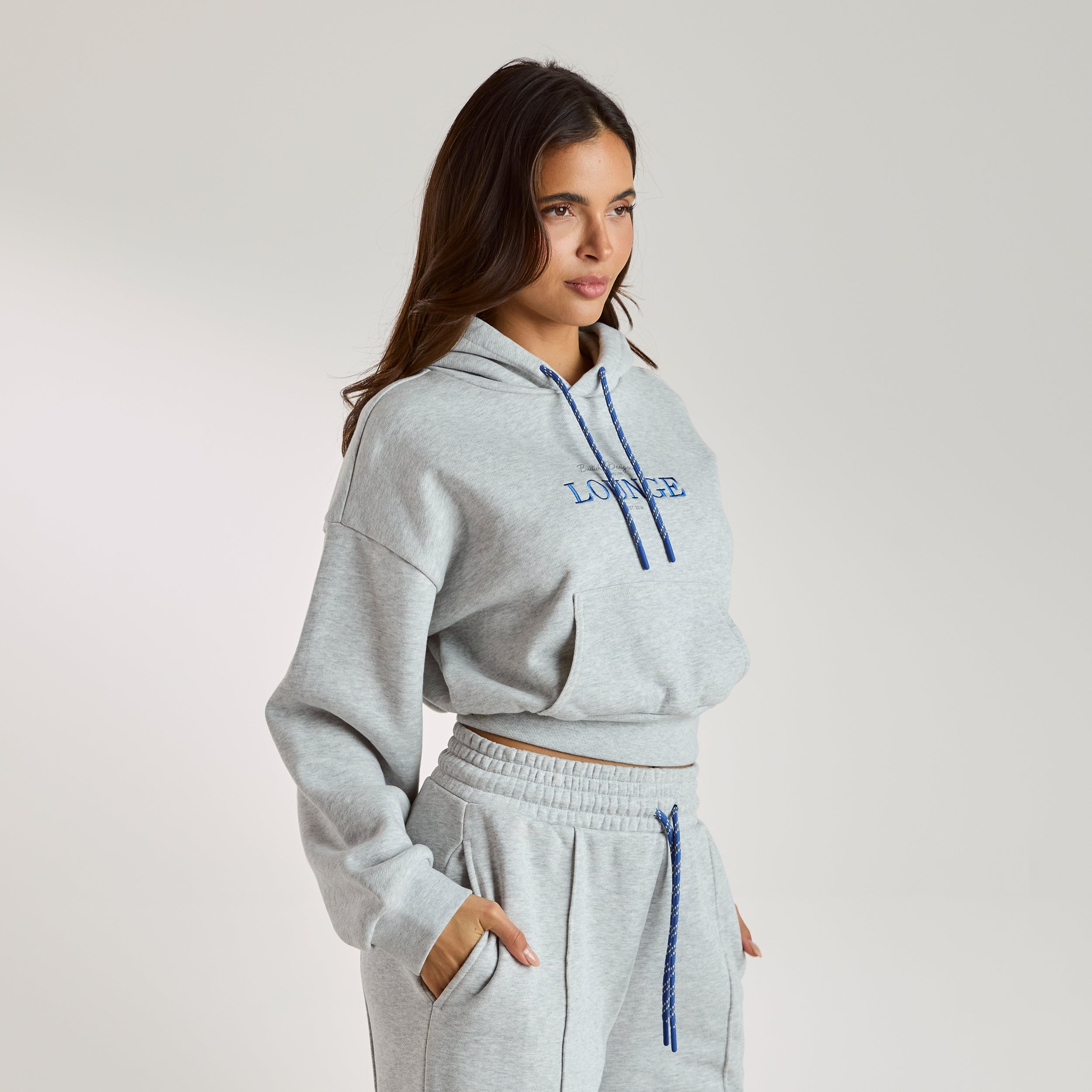 Cropped Hættetrøje | Cropped Hættetrøje - Grå Marl