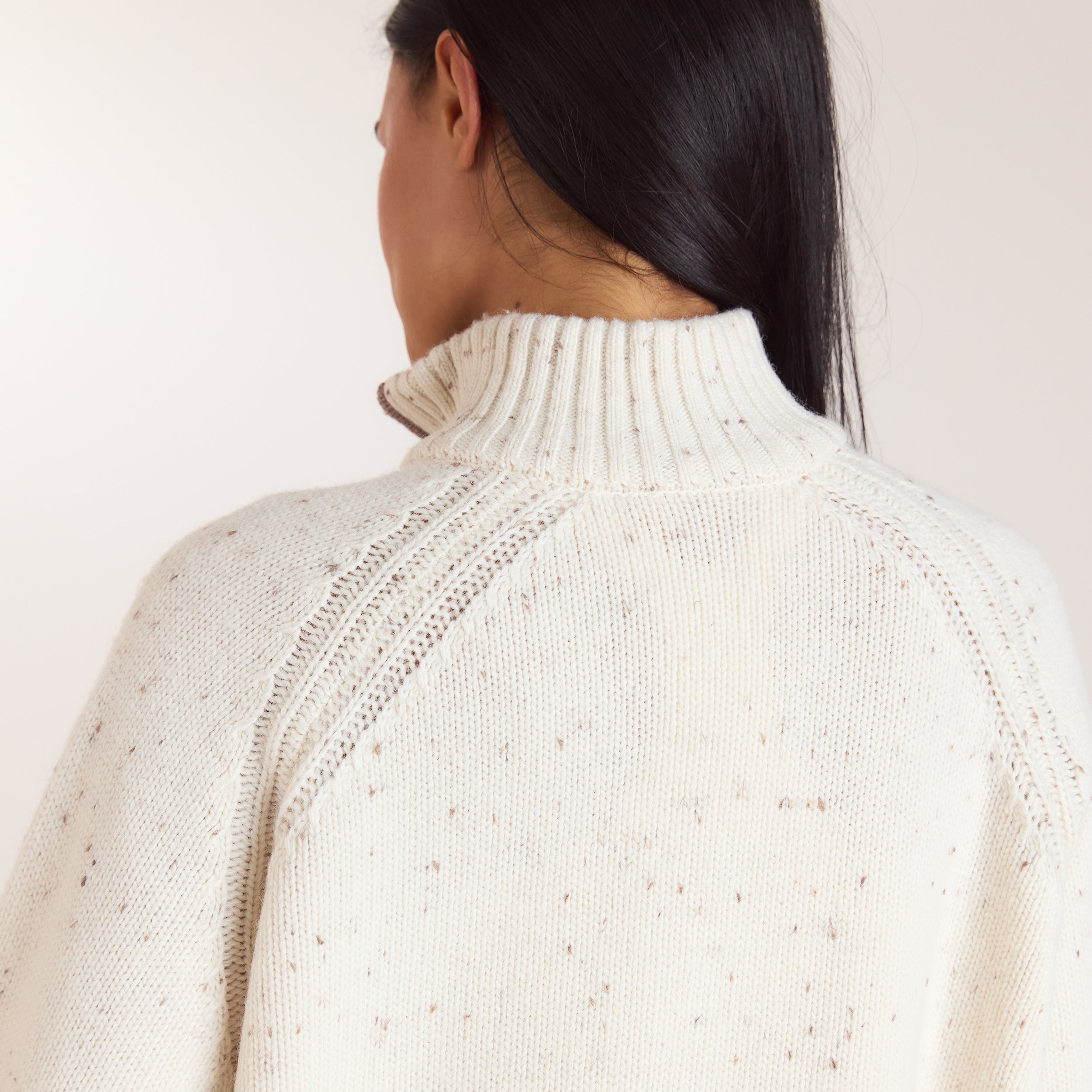 Strikket uldjumper med kort lynlås | Strikket uldjumper med kort lynlås - Creme
