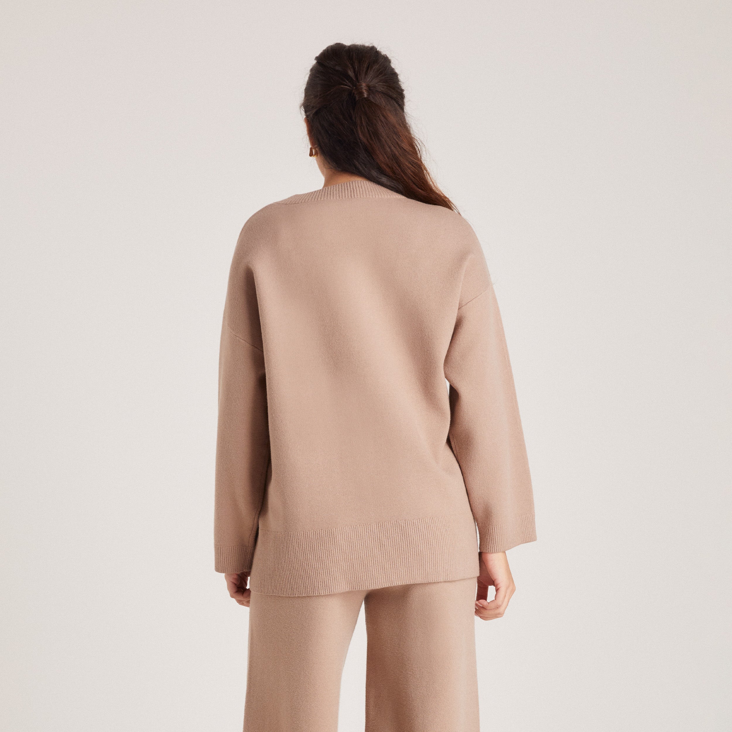 Strikket Trøje med rund hals | Knitted Crew Neck Jumper - Mink