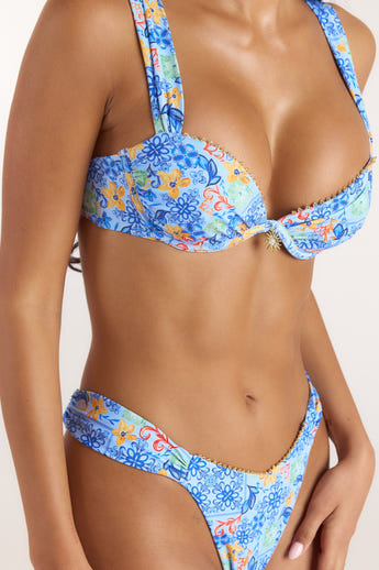Mosaic Bikinitop med bøjle - Blå Print