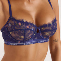 Printed Entice Balcony BH - Blomstret Navy