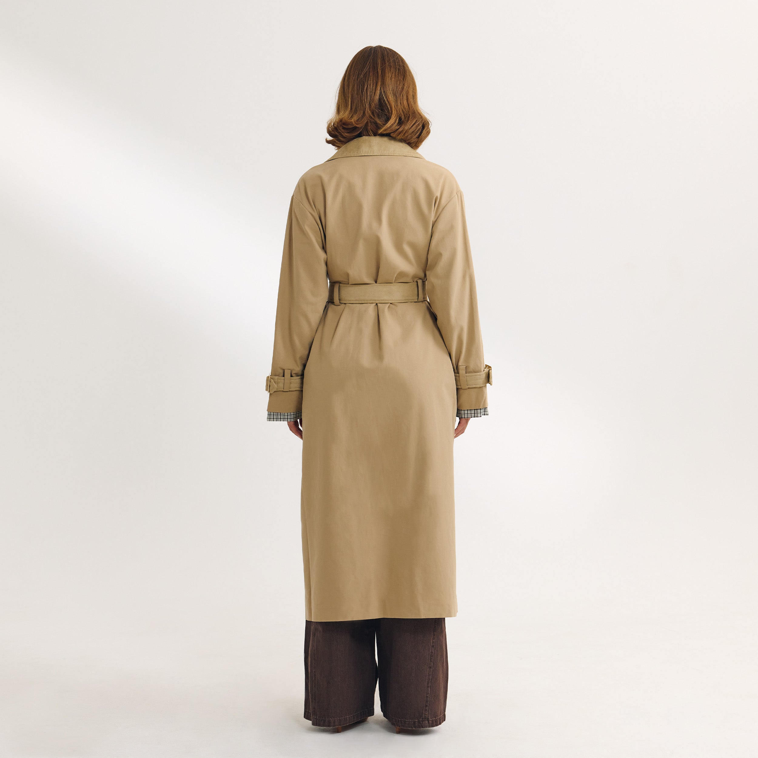 Trenchcoat med suedette-detaljer | Trenchcoat med suedette-detaljer - Sand