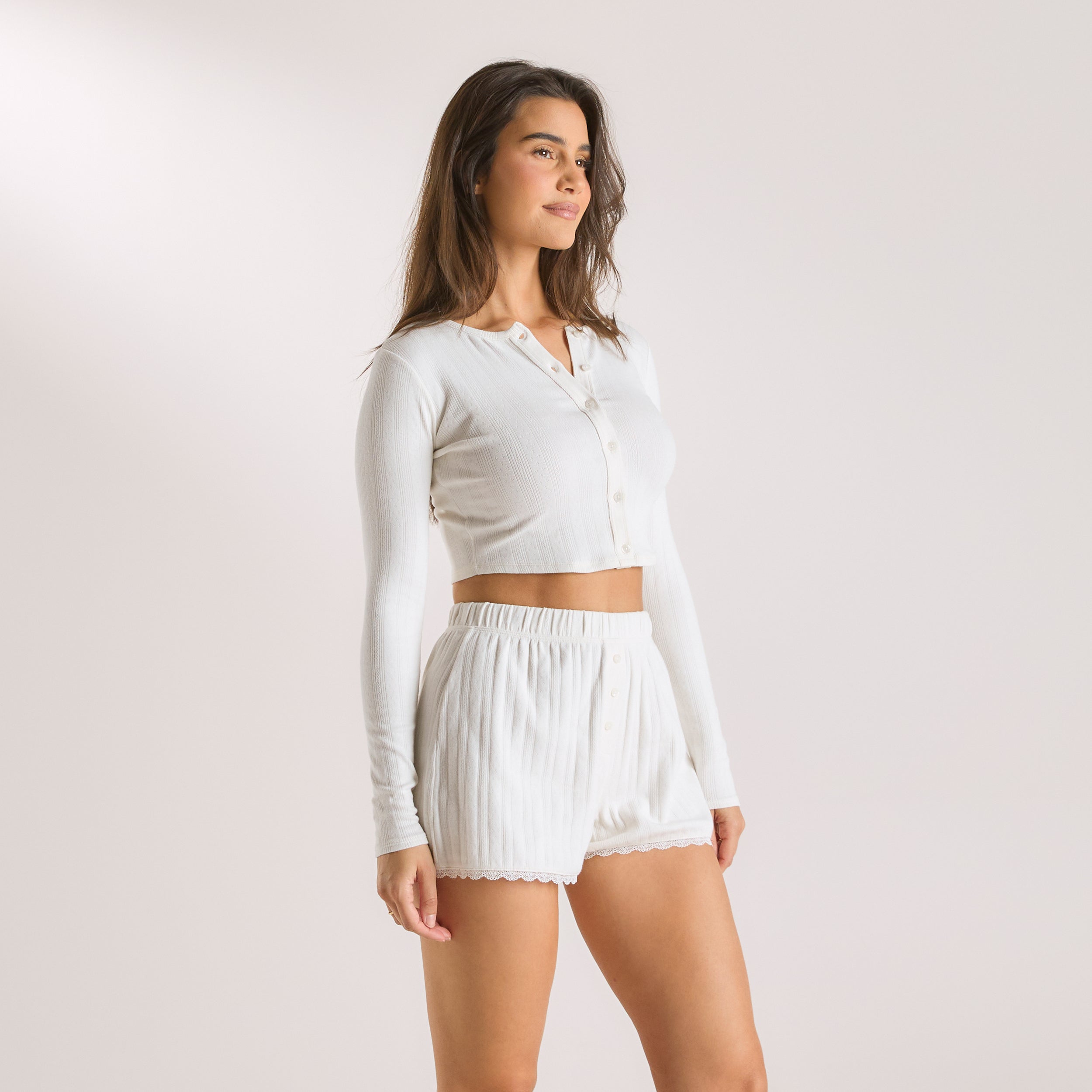 Pointelle Cardigan | Pointelle Cardigan - Creme