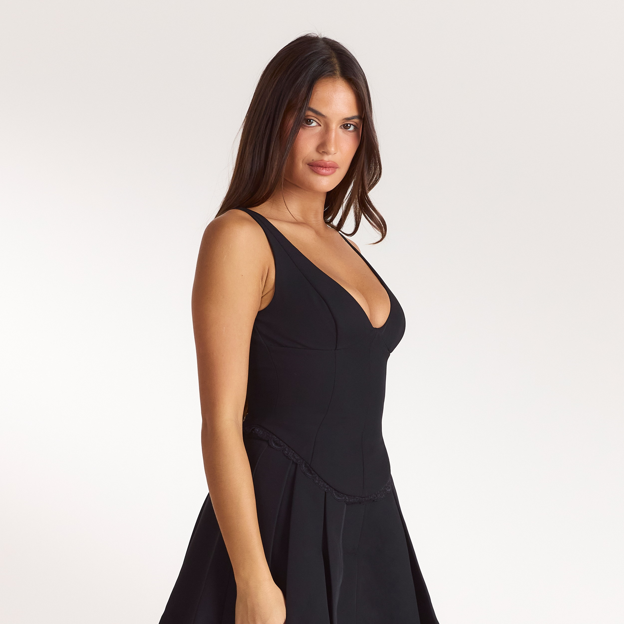 Fitted top med v-hals | Fitted top med v-hals - Sort