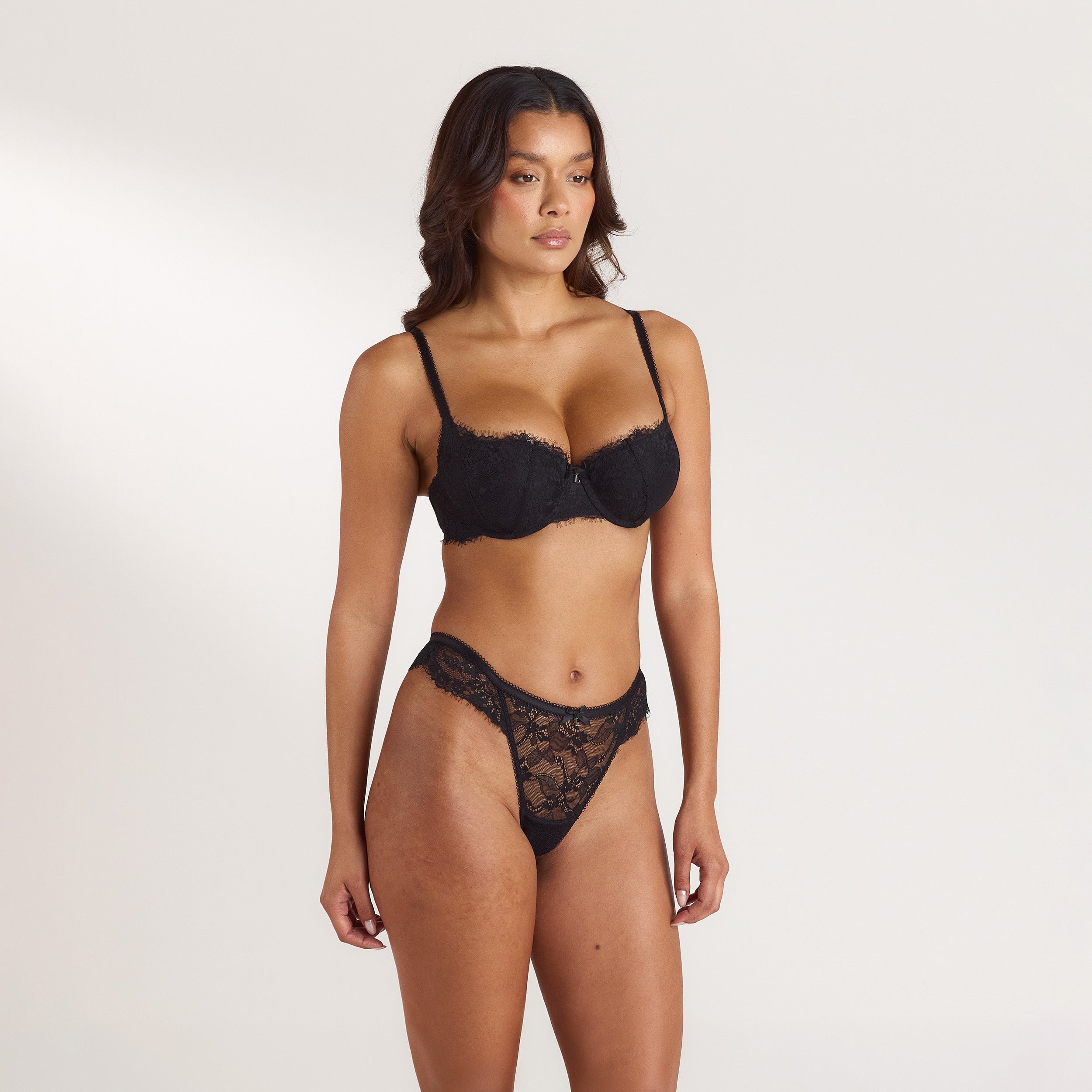 Lace Balconette Extreme Push-Up BH | Lace Balconette Extreme Push-Up BH - Sort
