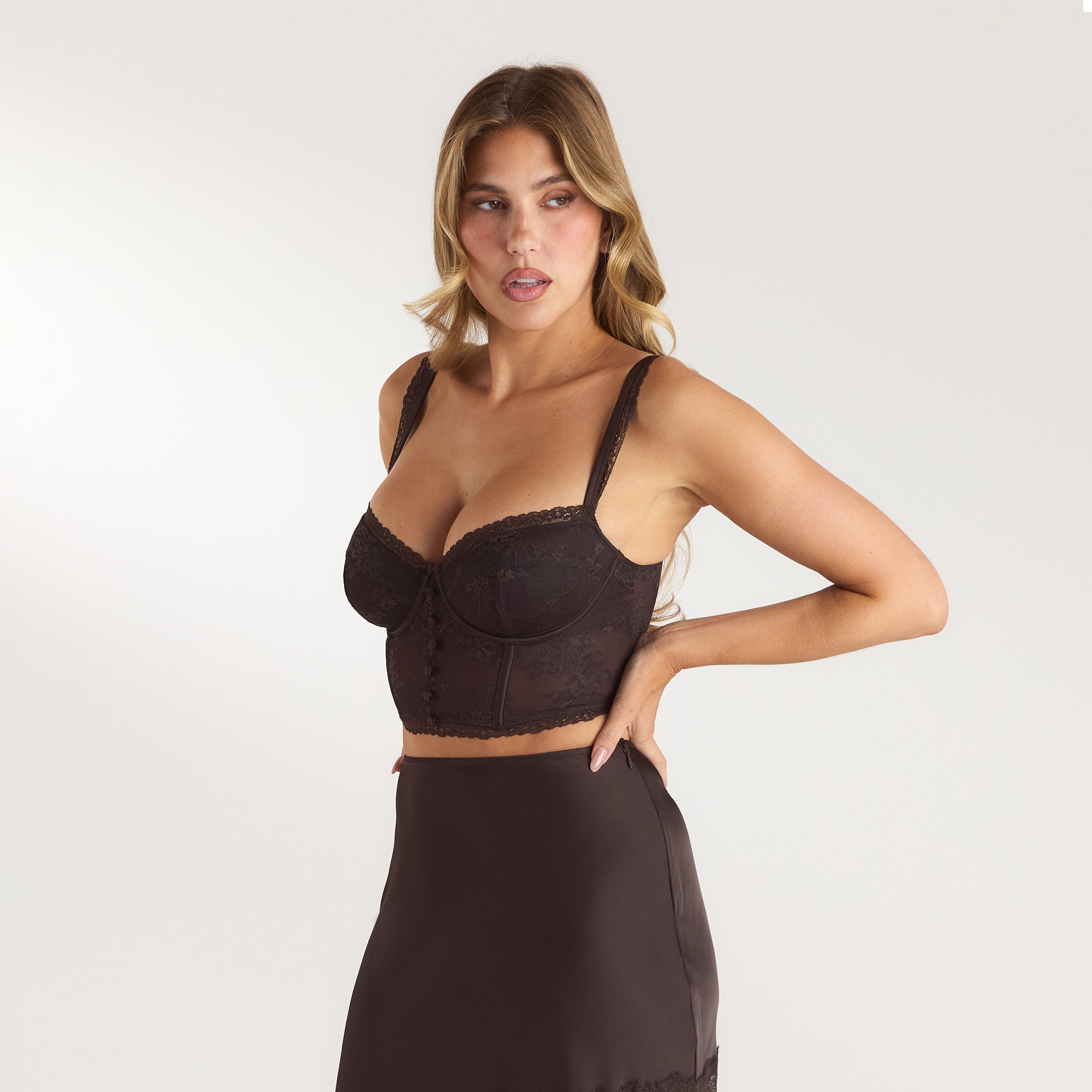 Lace Bralette Top | Lace Bralette Top - Chokolade