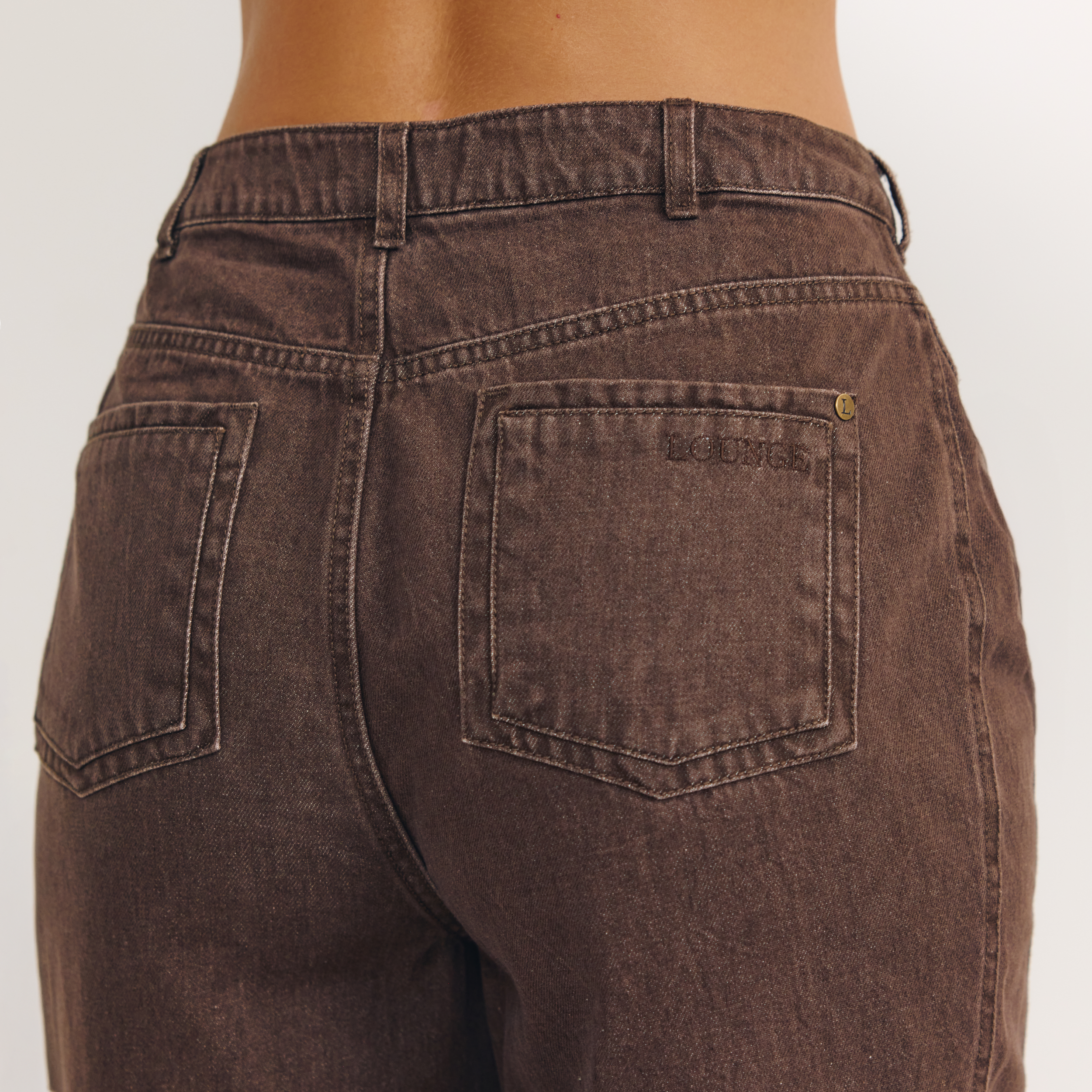 Jeans med lav talje og brede ben | Jeans med lav talje og brede ben - Espresso