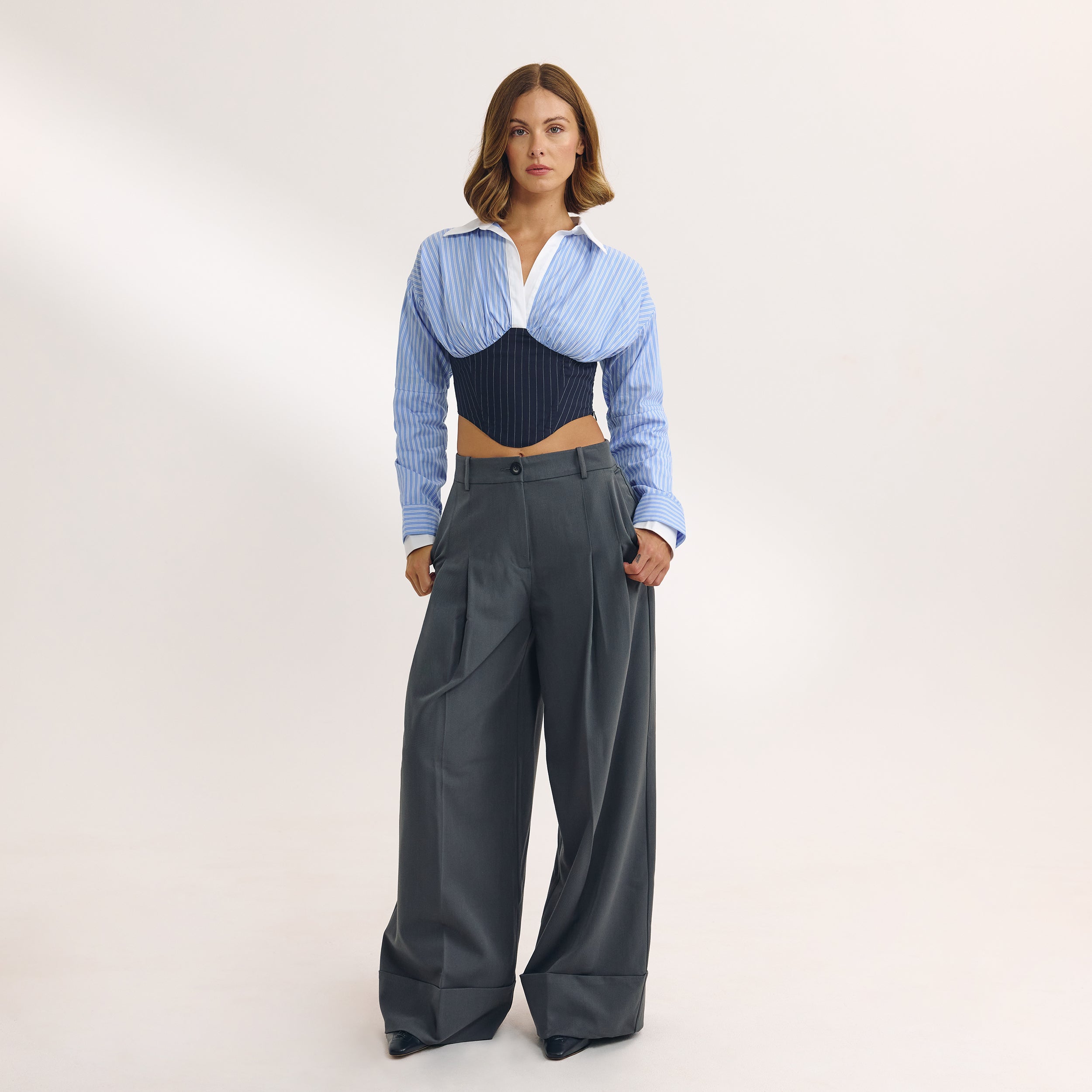 Langærmet korsetskjorte | Langærmet korsetskjorte - Blå