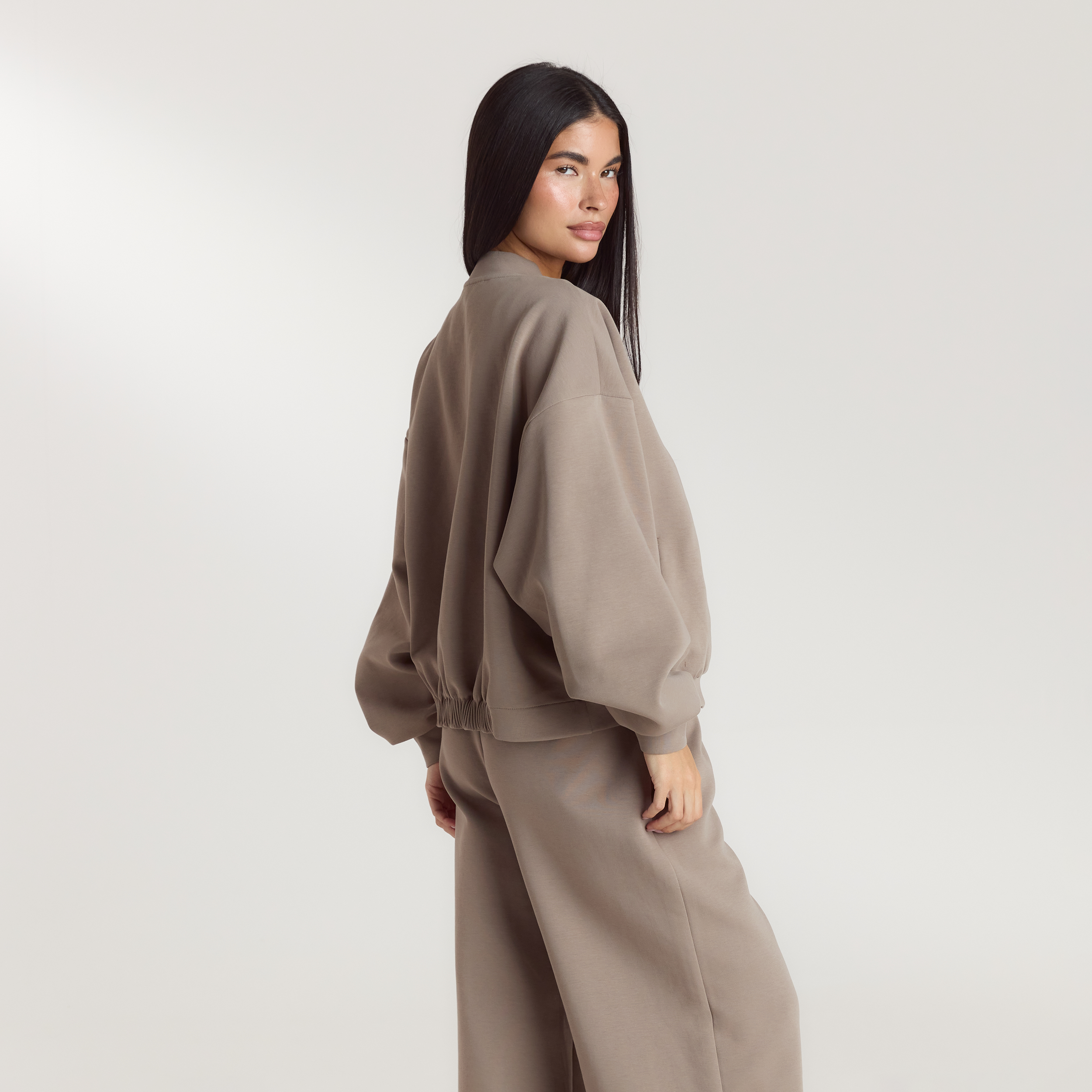 Neopren Bomberjakke | Neopren Bomberjakke - Gråbrun