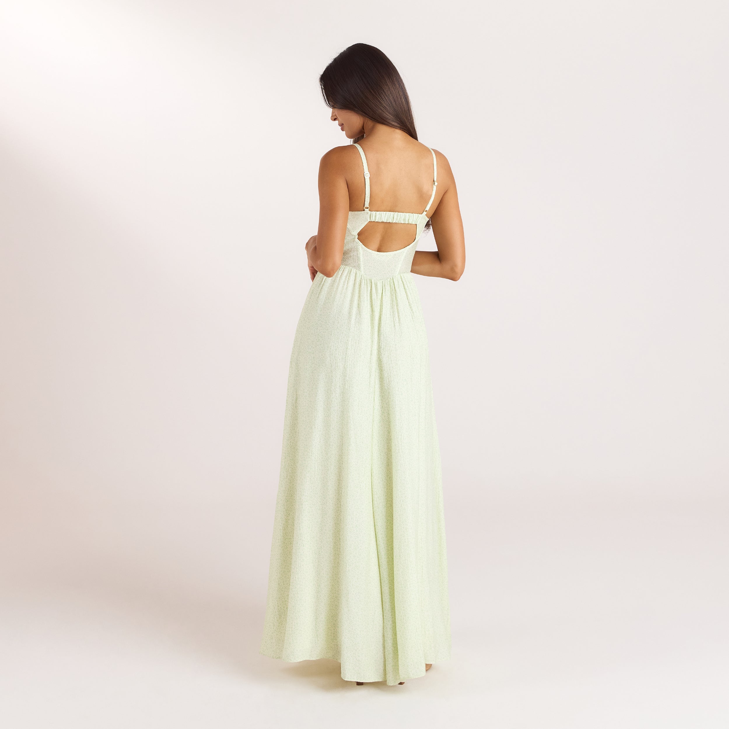 Wired Plunge Maxi-kjole | Wired Plunge Maxi-kjole - Blomstret Creme