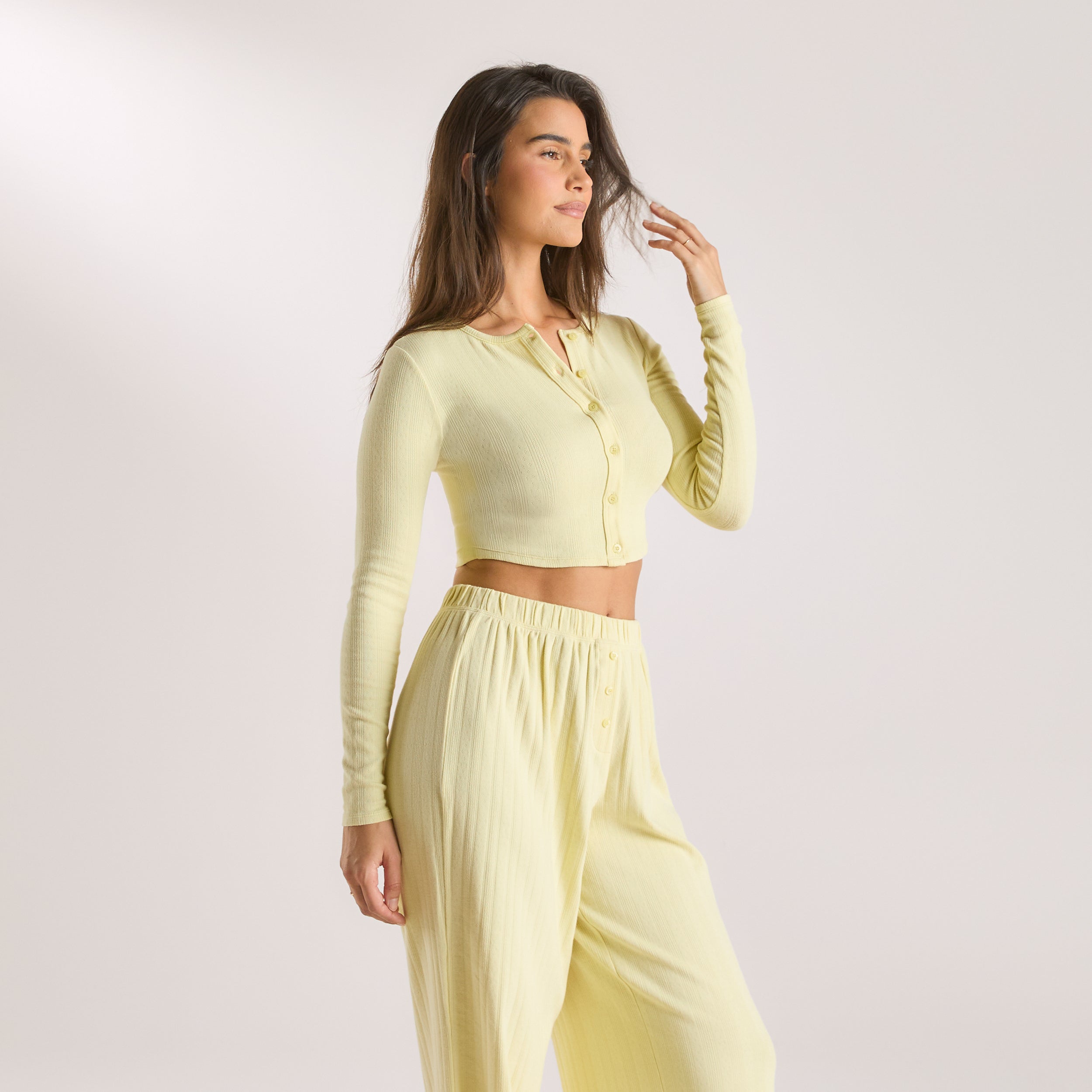 Pointelle Cardigan | Pointelle Cardigan - Smørblomst Gul