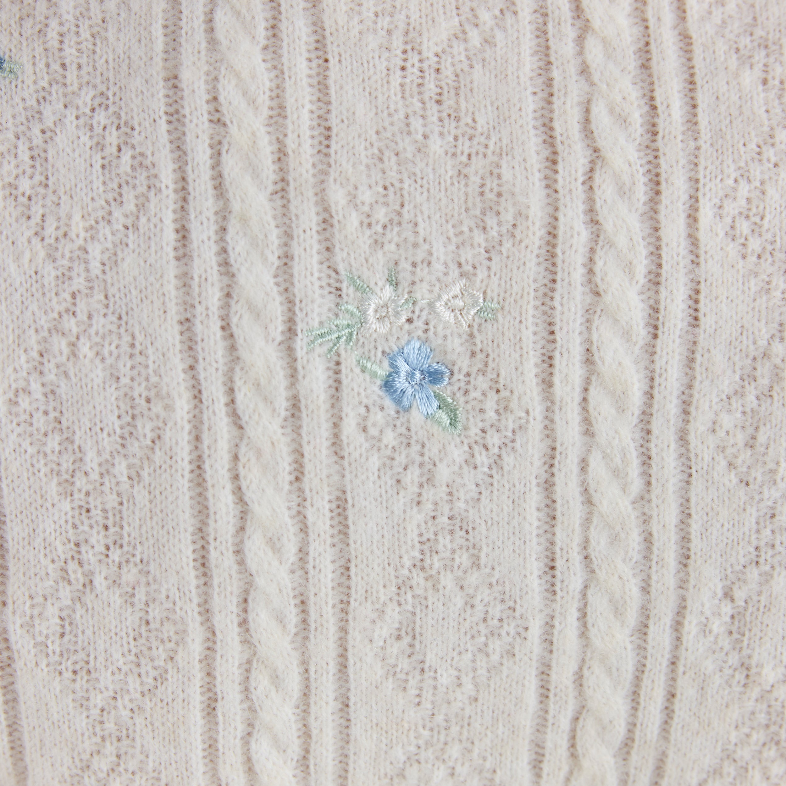 Broderet Strikket Top | Broderet Strikket Top - Creme