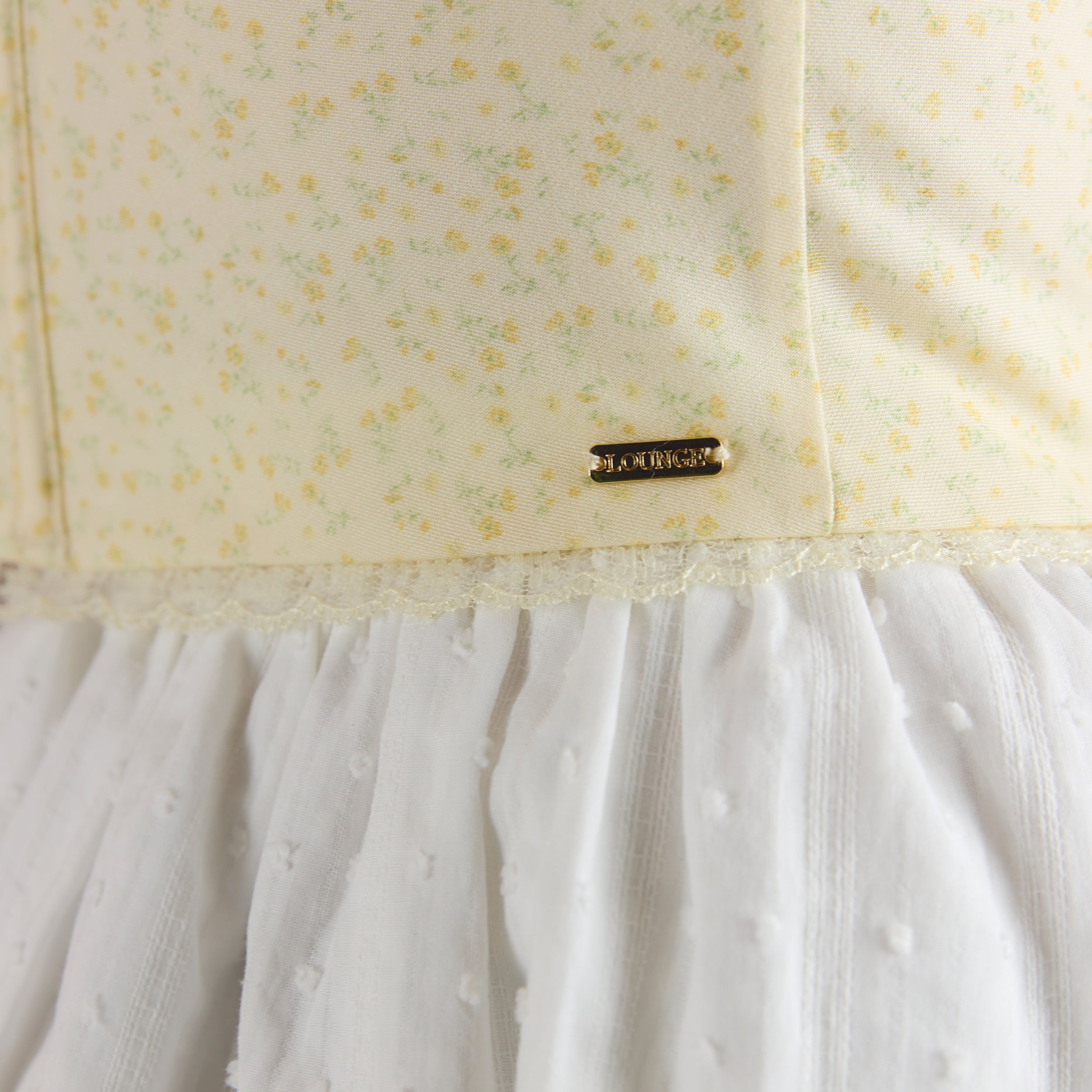 Lace Trim Korsettop | Lace Trim Korsettop - Blomstret Citrongul