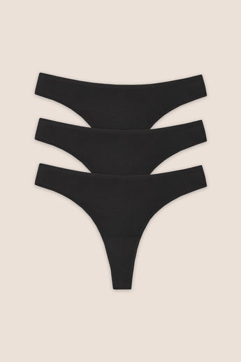 Seamless Bonded Thongs (3-pakke) - Sort