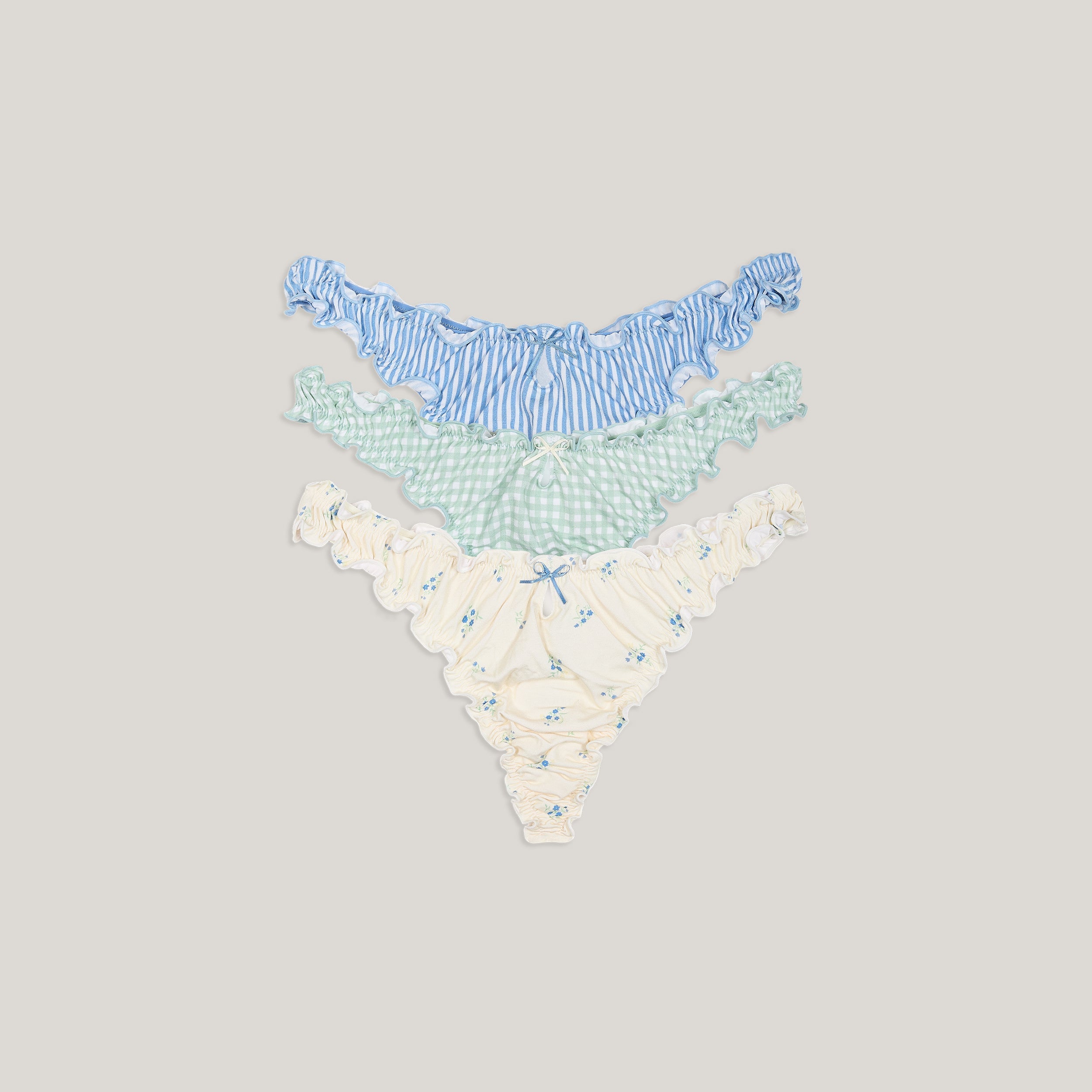 Bamboo Scrunchie Thongs (3-pakke) - Multi