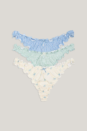 Bamboo Scrunchie Thongs (3-pakke) - Multi