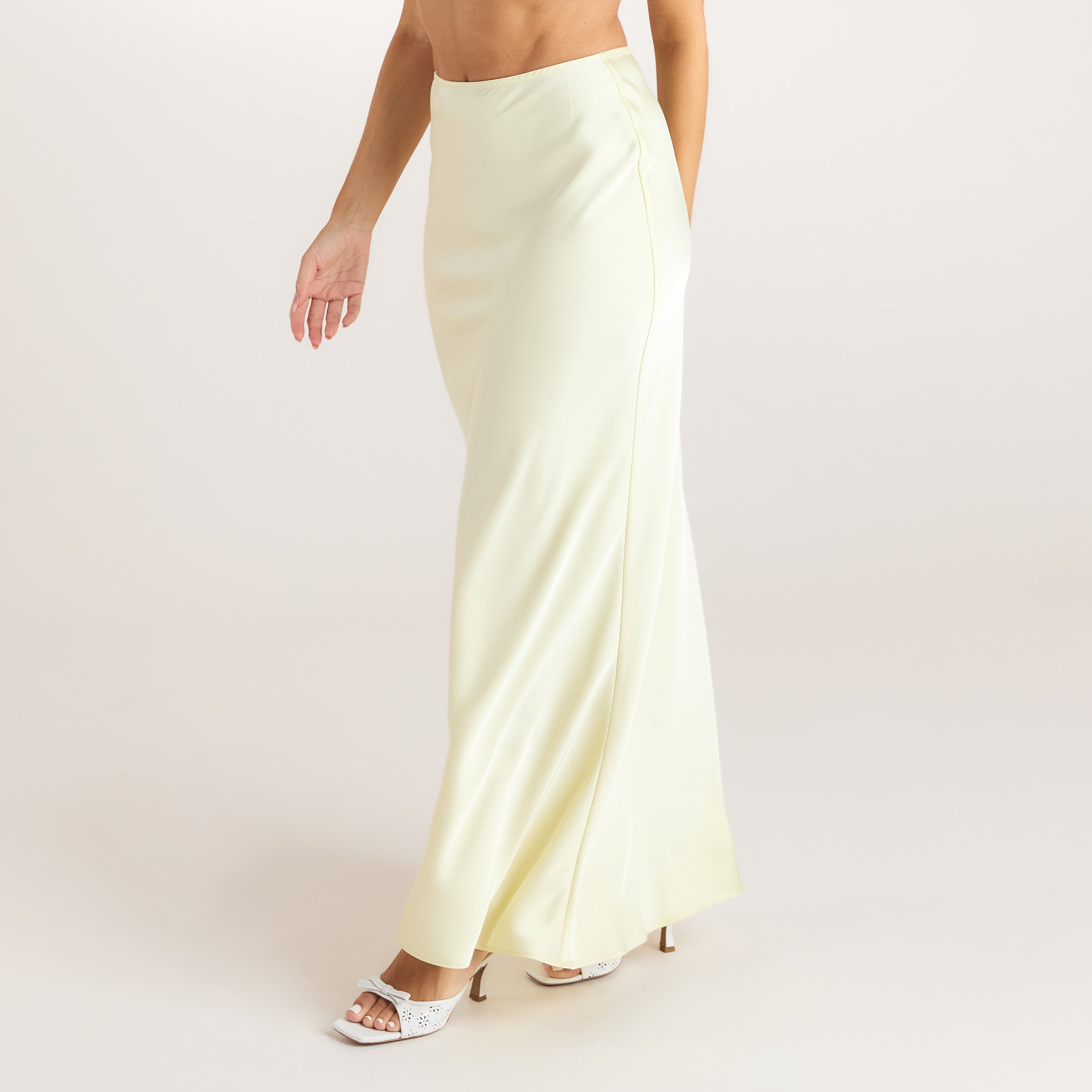 Satin Fitted Maxi-nederdel | Satin Fitted Maxi-nederdel - Citrongul
