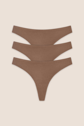 Seamless Bonded Thongs (3-pakke) - Kastanjefarvet