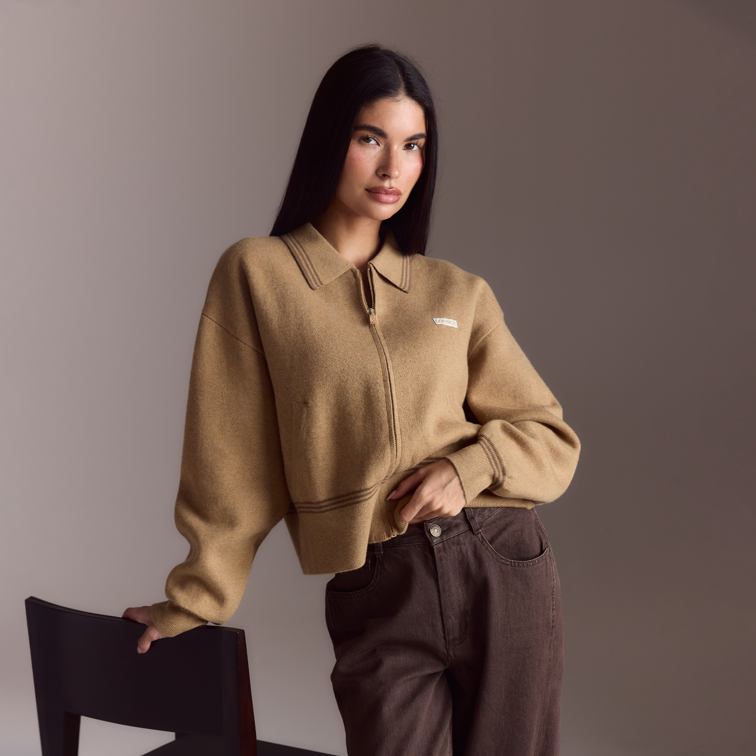 Strikjakke | Strikjakke - Tan