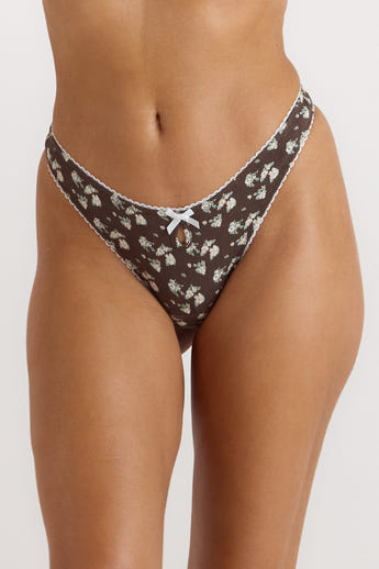 Pointelle Thongs (3-pakke) - Neutral Print alternate